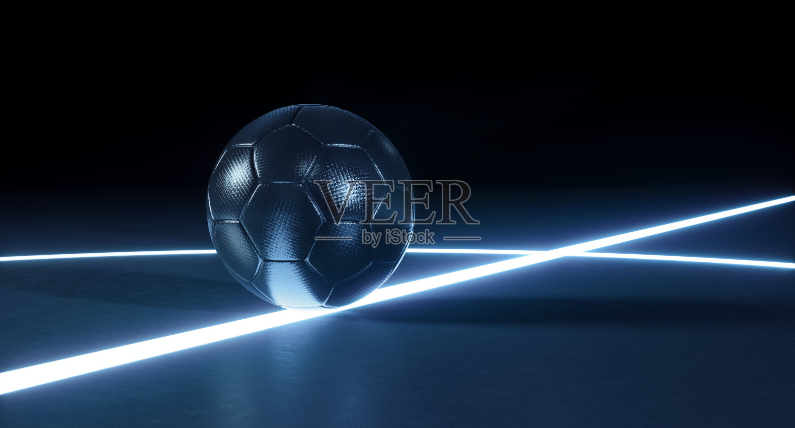 五人制足球在一个未来室内足球场的中心,从上面的背景看照片摄影图片