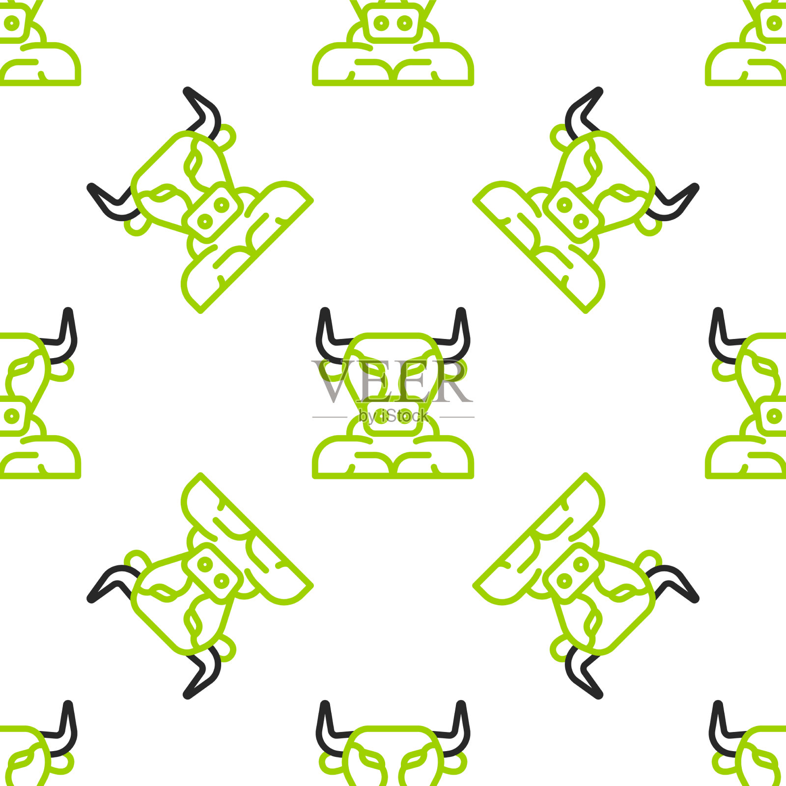 线牛头怪图标隔离无缝模式上插画图片素材