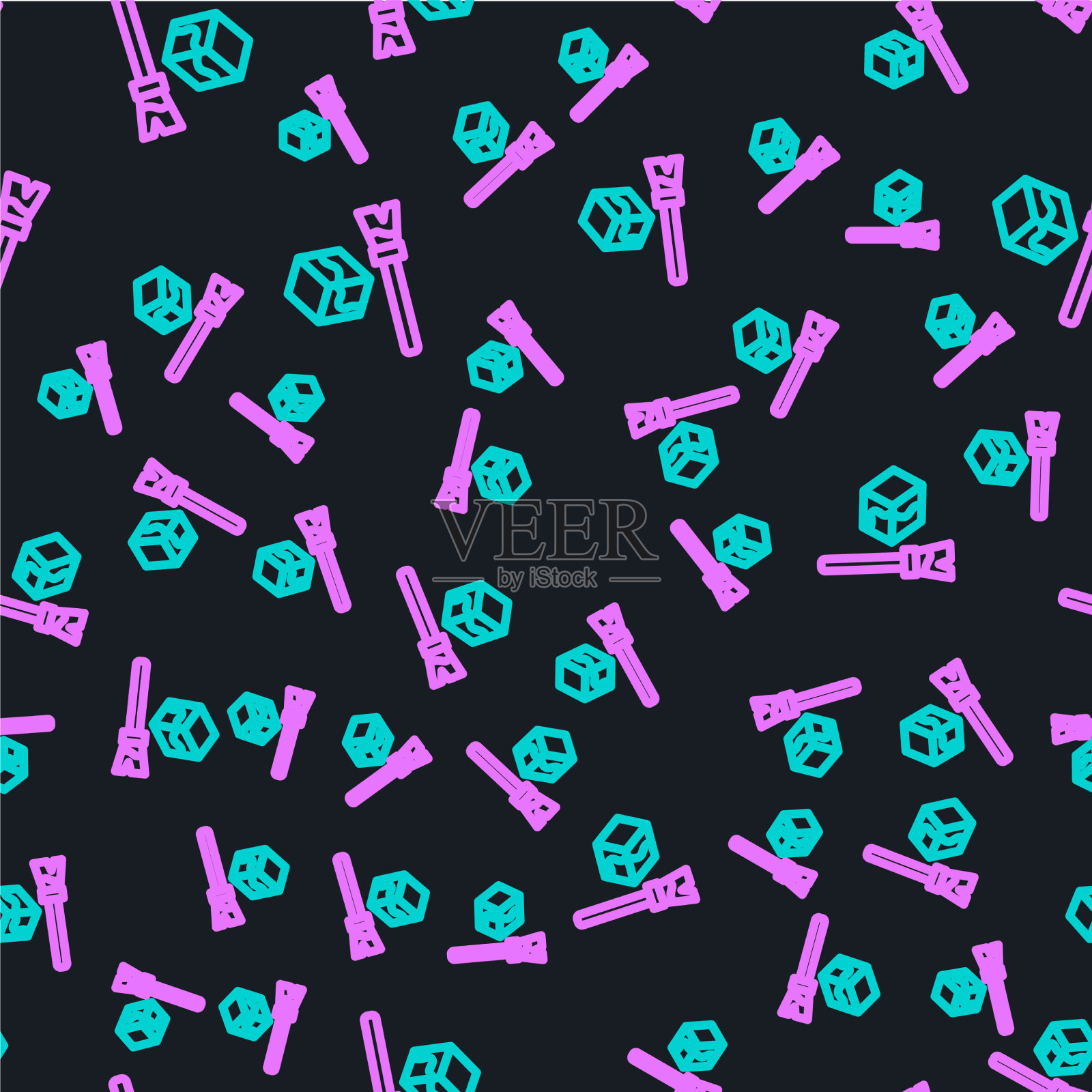 线等距立方体图标隔离无缝模式插画图片素材