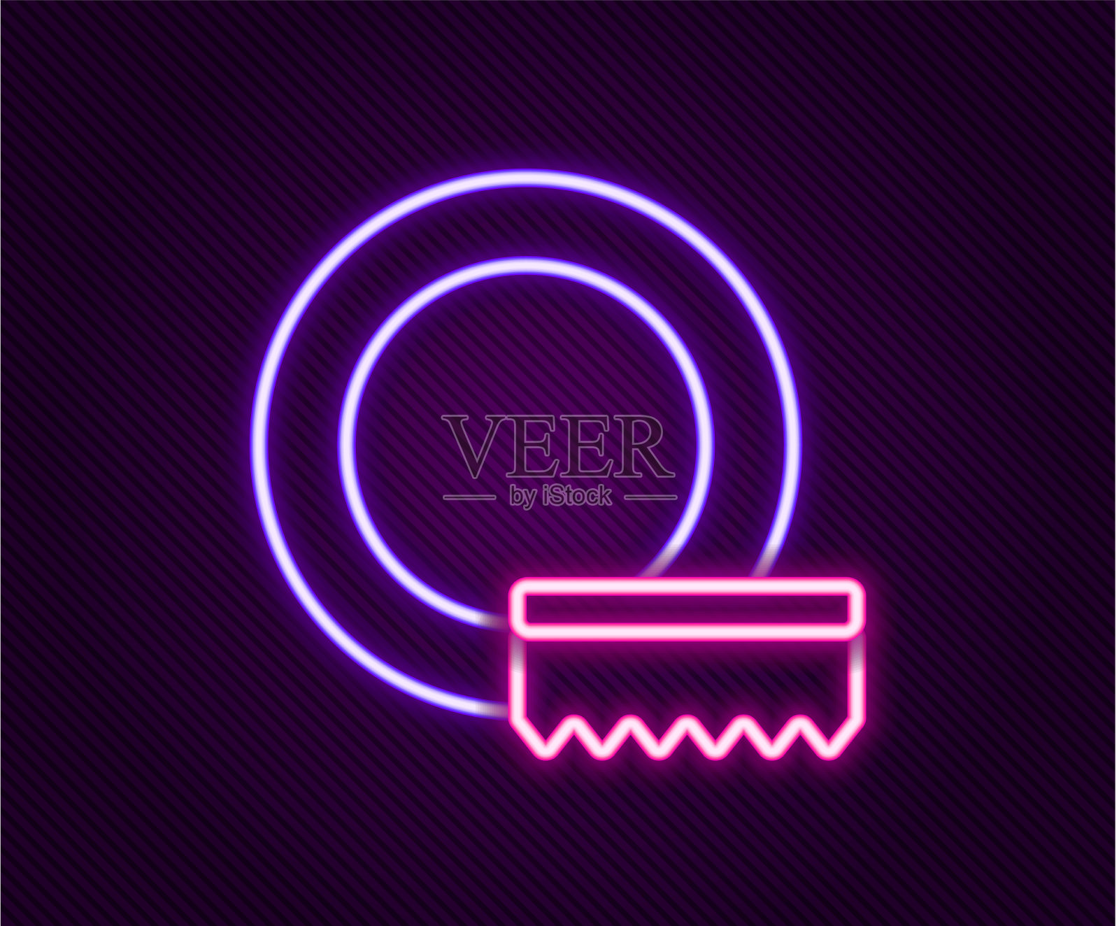 发光的霓虹灯线洗碗图标孤立上插画图片素材