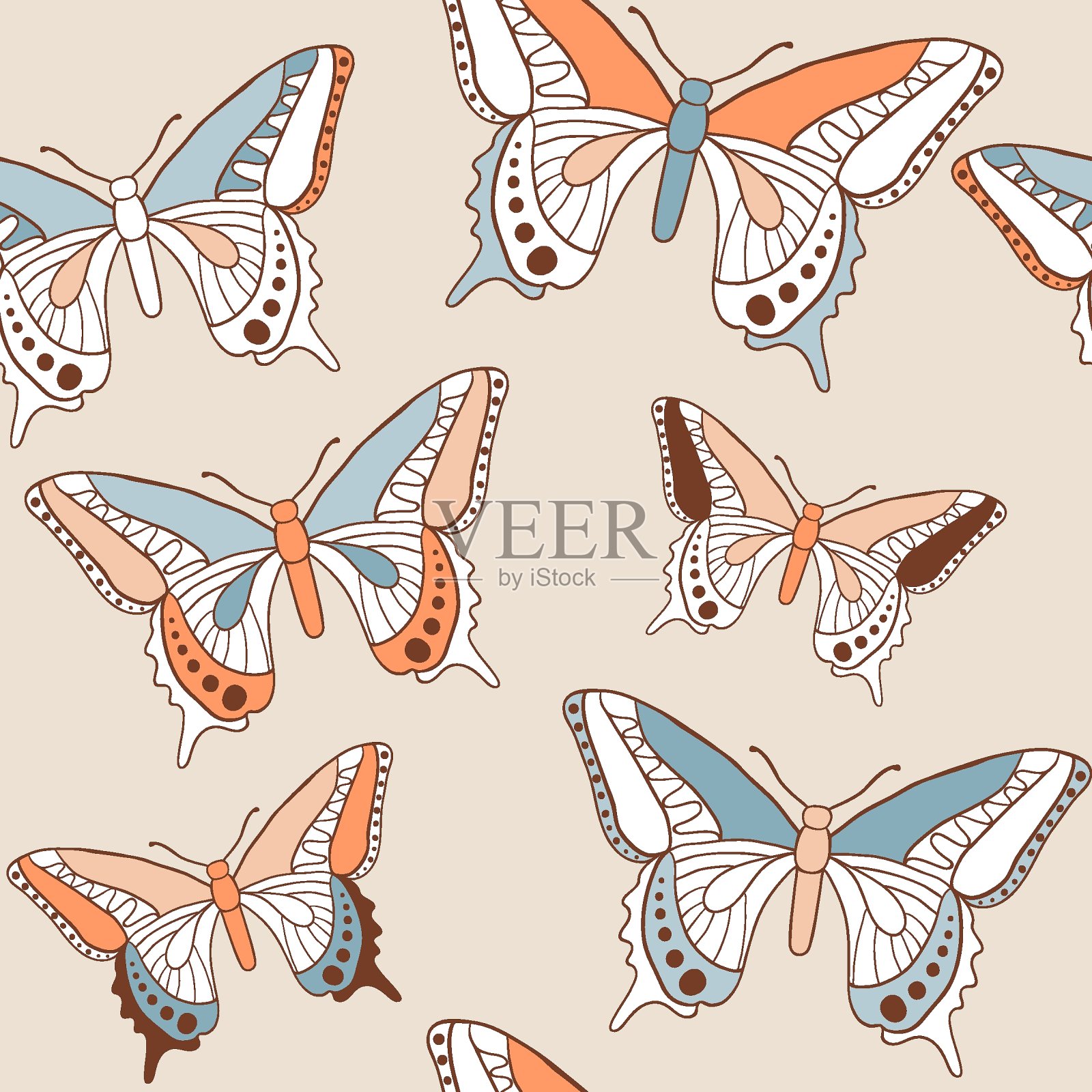 蝴蝶无缝模式插画图片素材