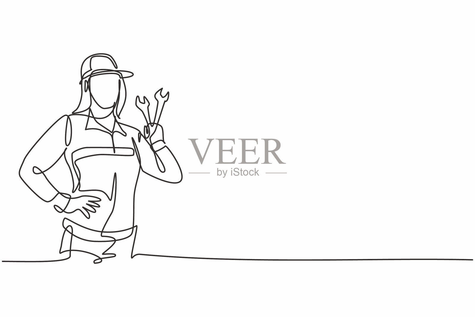 连续一行行画出年轻的美丽插画图片素材