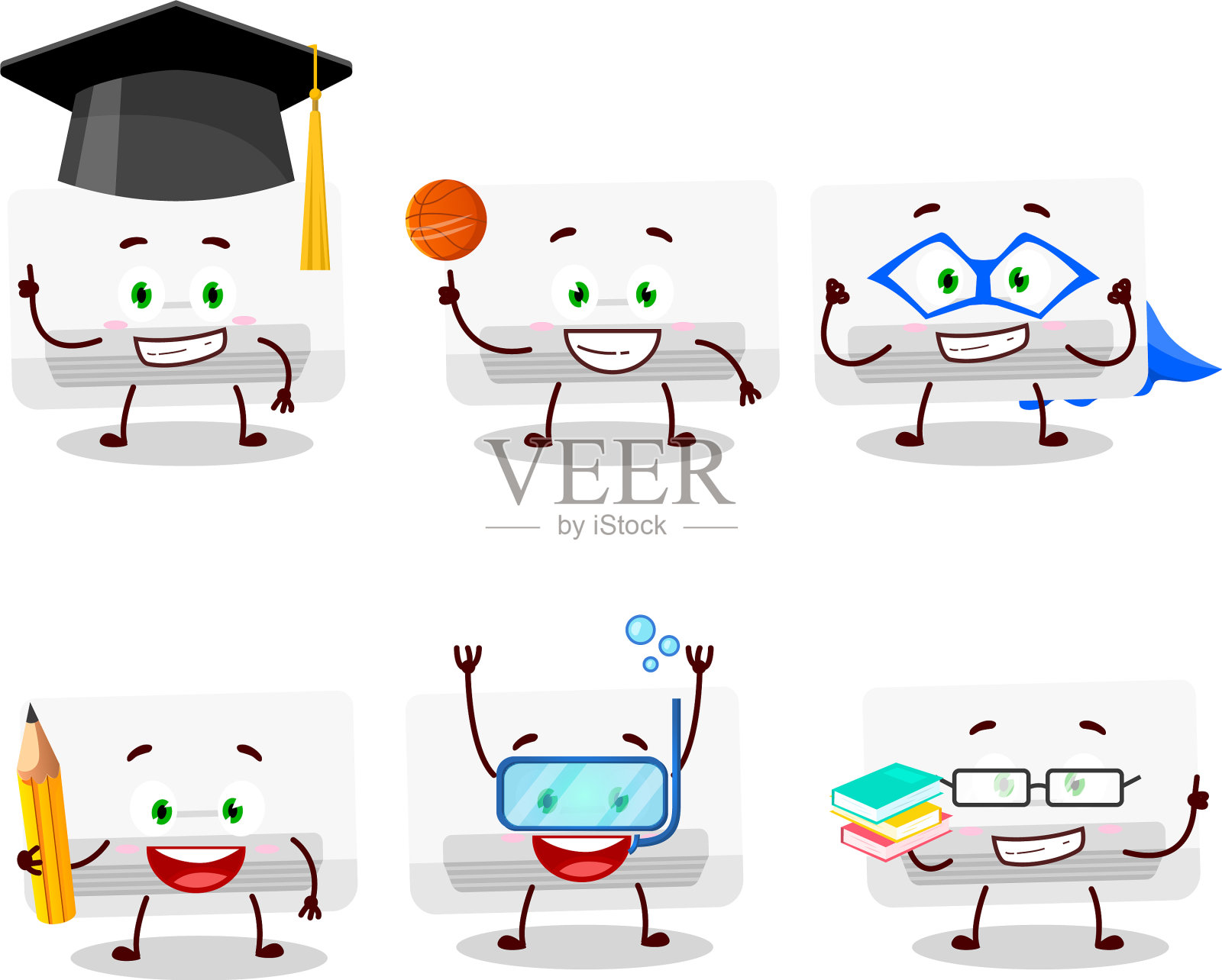学生空调卡通插画图片素材