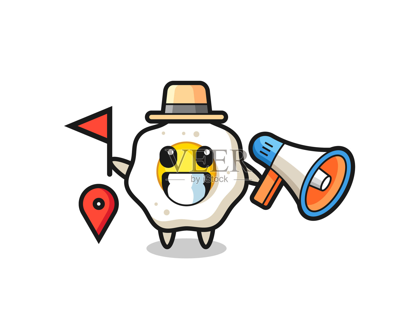 卡通人物煎蛋当导游插画图片素材