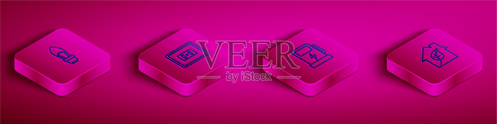 设置等距线灯泡插座图标素材