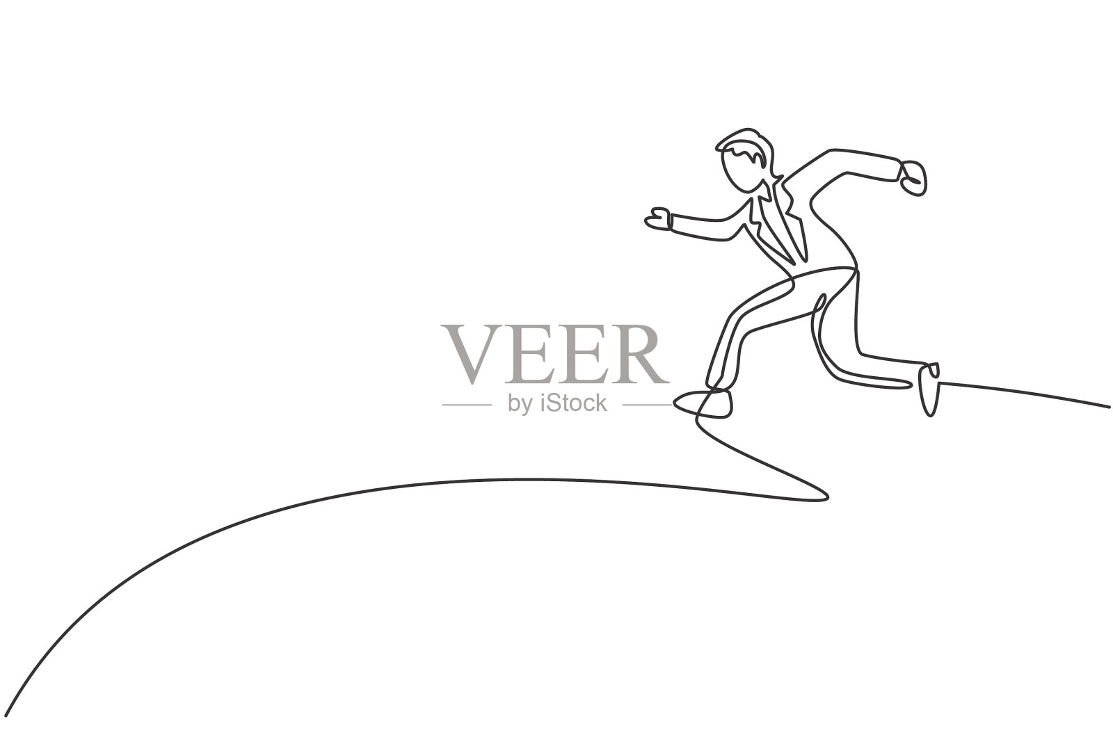 连续一行画年轻快乐男设计元素图片