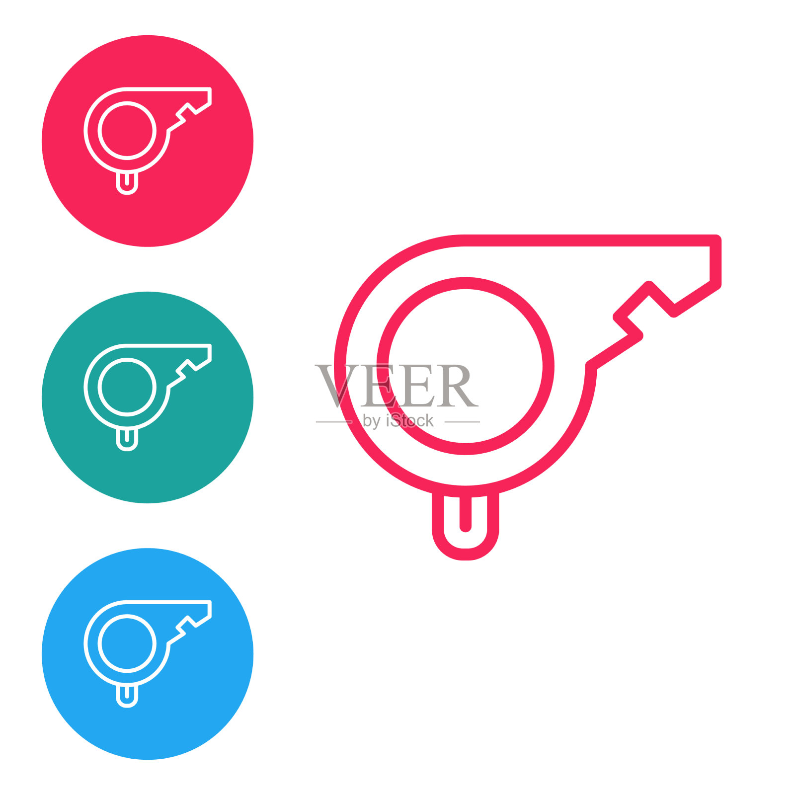 红色线哨子图标孤立在白色的背景插画图片素材