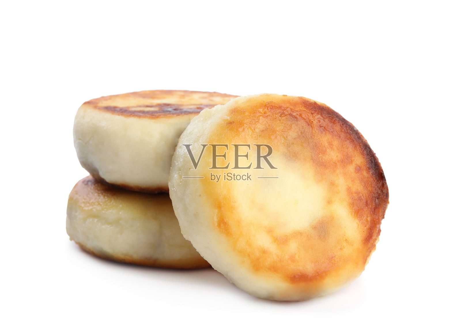 美味的村舍奶酪煎饼孤立在白色照片摄影图片