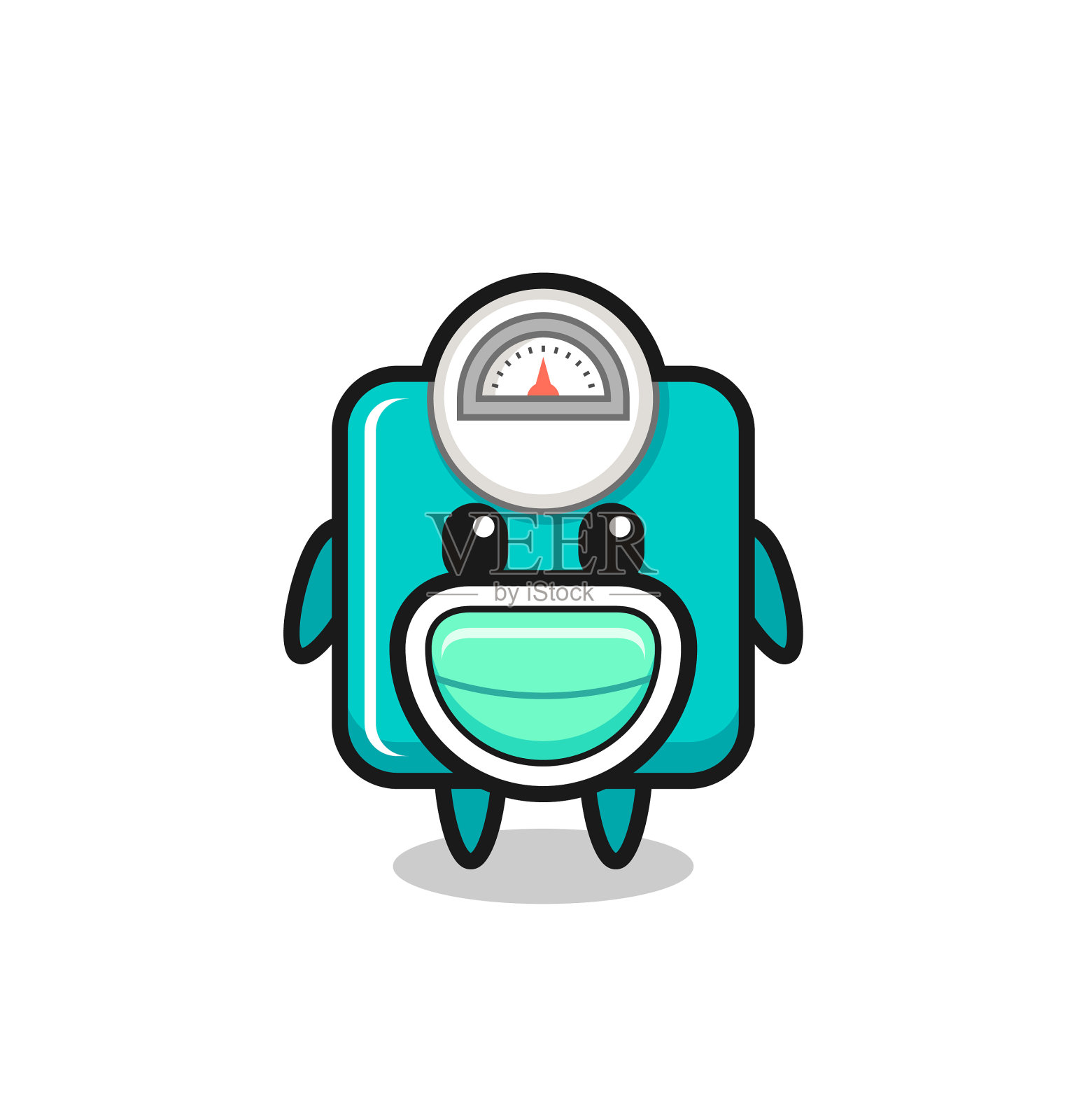 可爱的体重秤卡通戴着面具设计元素图片