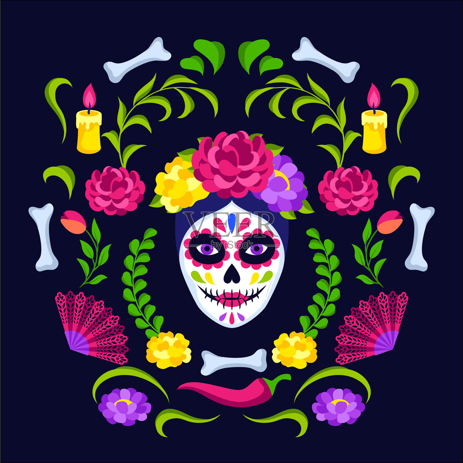 亡灵节贺卡插画图片素材