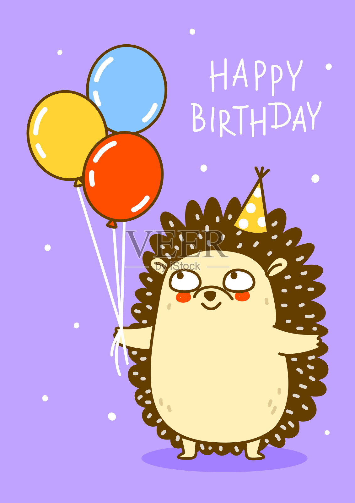 可爱的气球刺猬-快乐生日的卡通人物设计插画图片素材