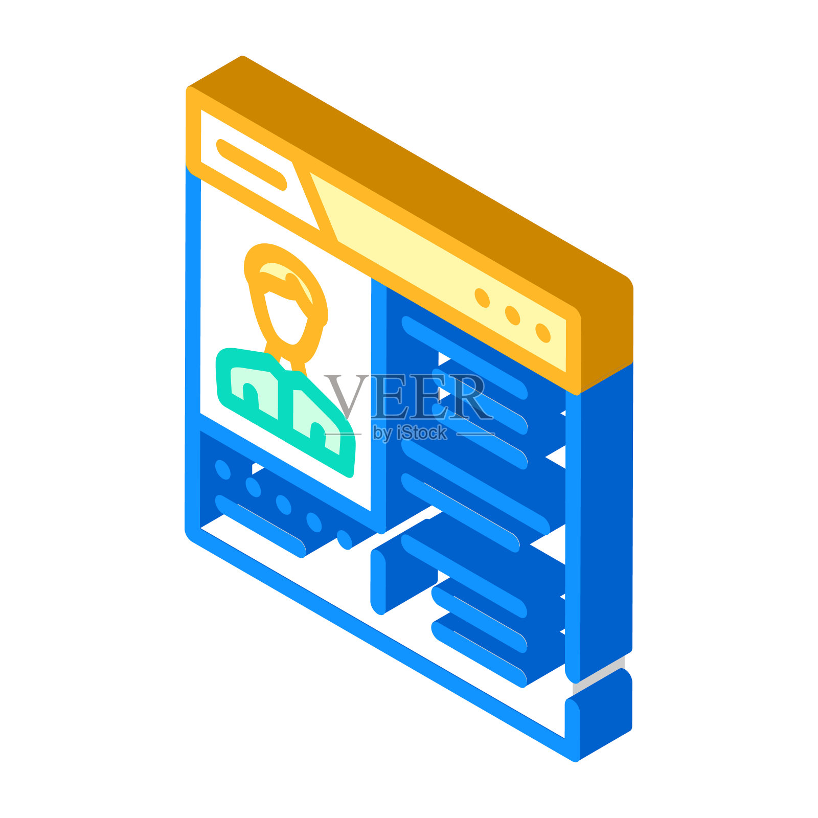 会议聊天等距图标矢量插图插画图片素材