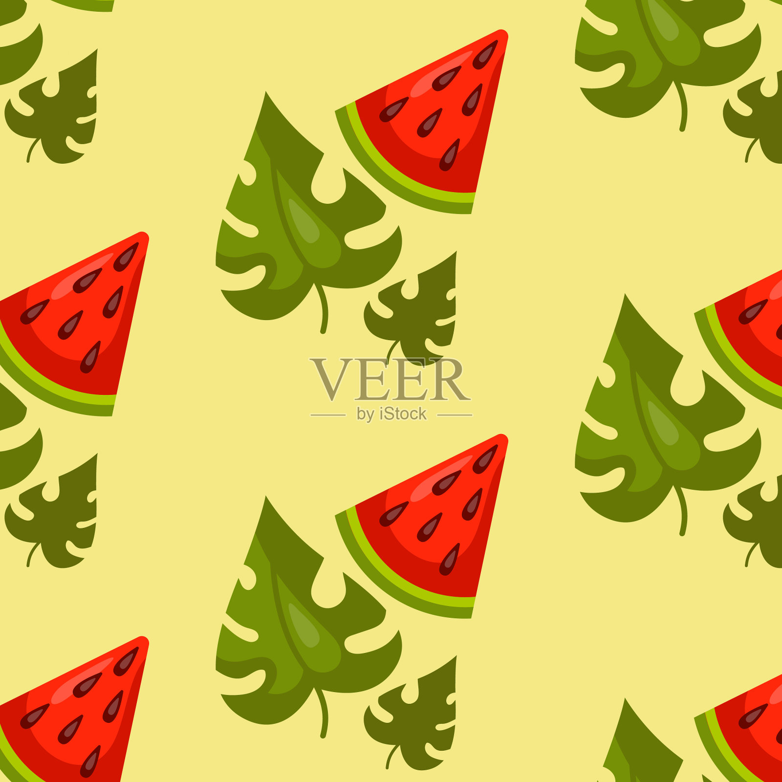 无缝图案逼真的西瓜片插画图片素材