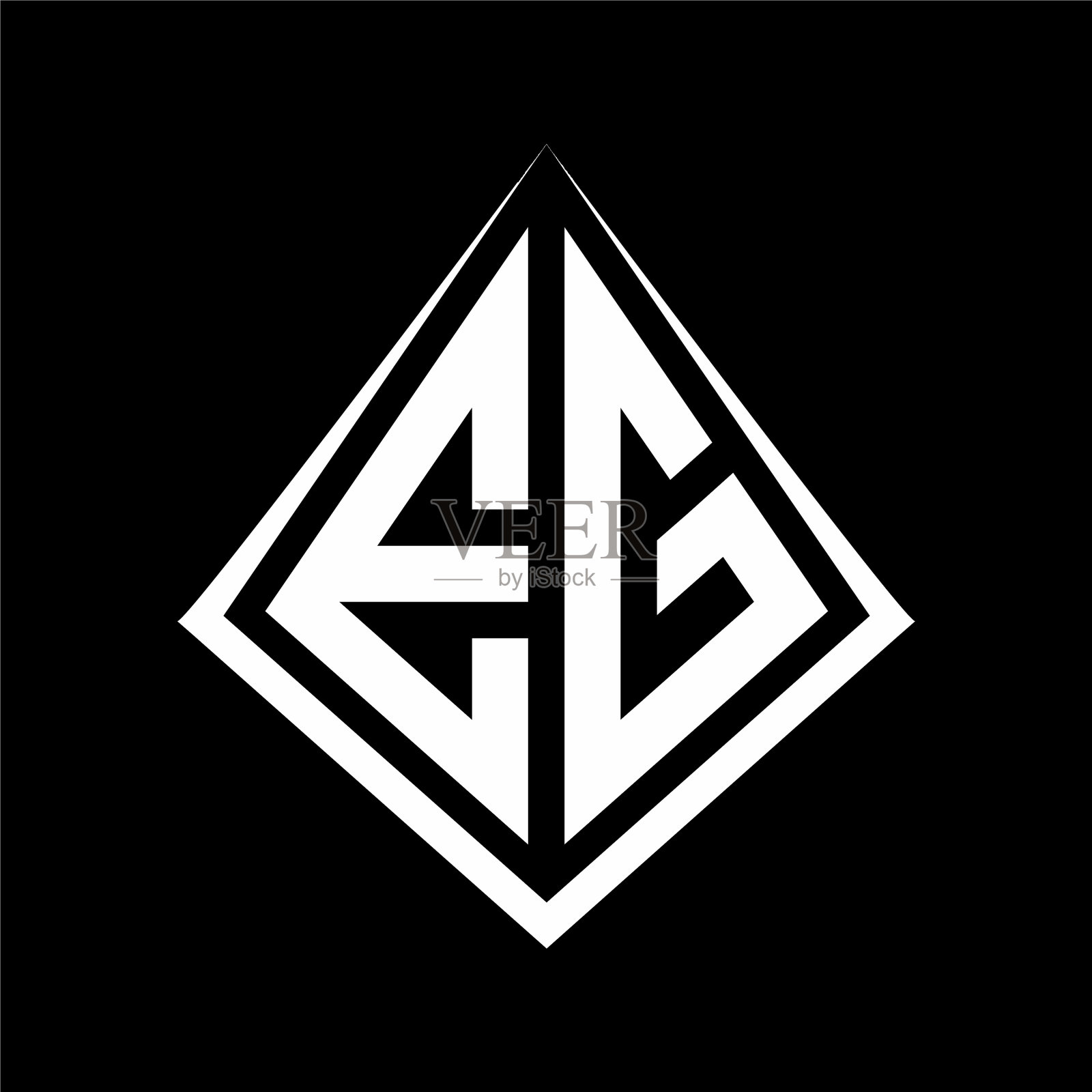 例如标志字母组合与棱镜形状设计插画图片素材