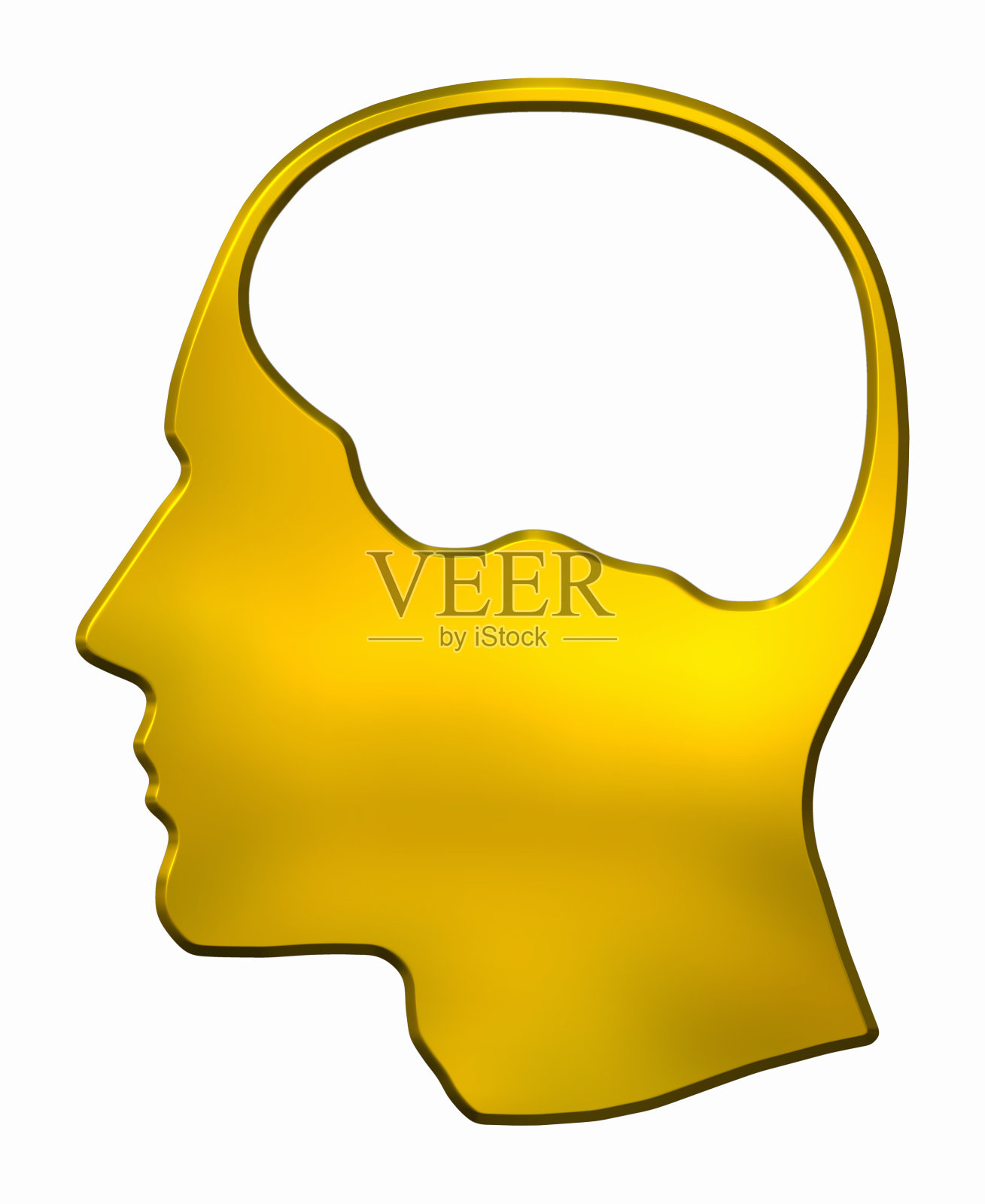 金色的头剪影在白色上照片摄影图片