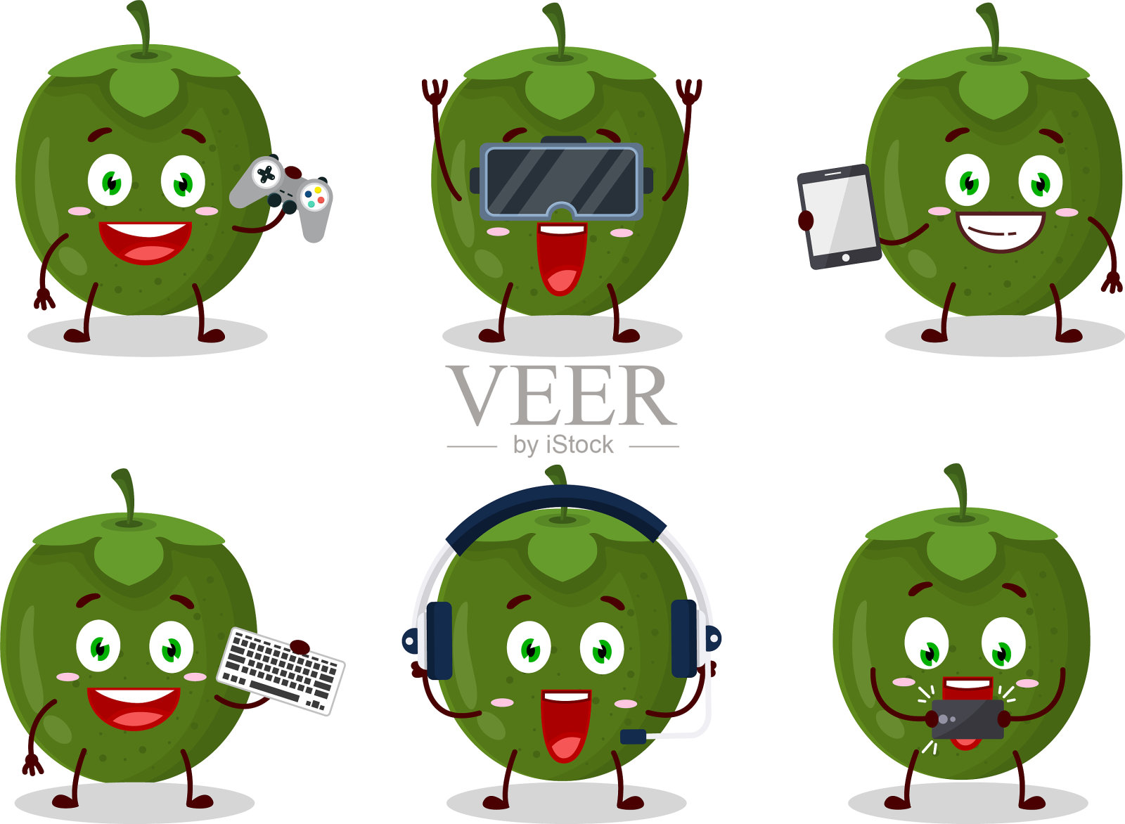 黑色的萨普特正在和各种可爱的人玩游戏插画图片素材