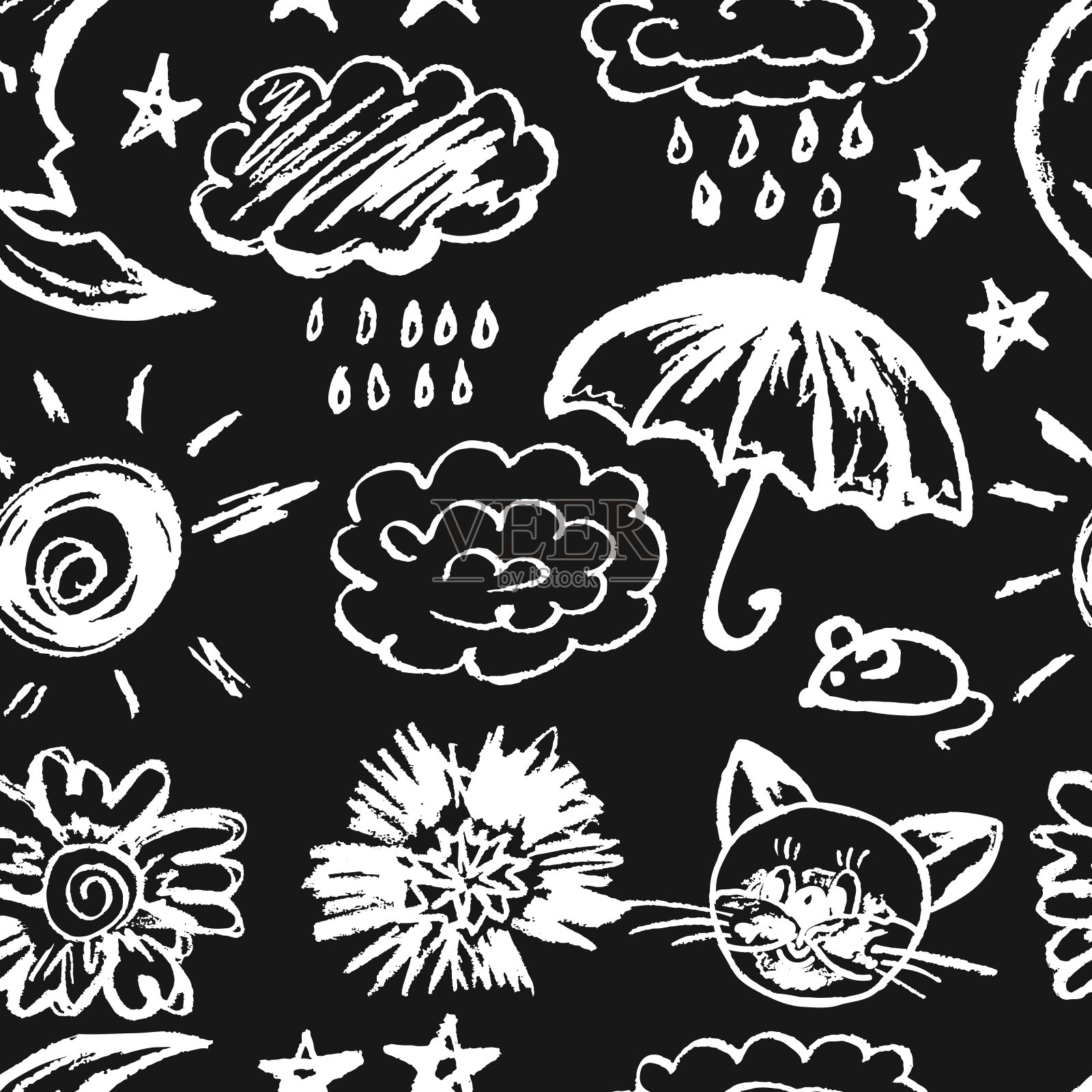 无缝的画。彩色蜡蜡笔插画图片素材