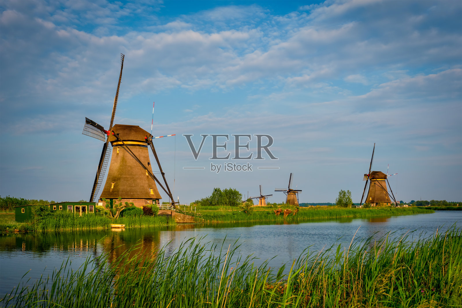 荷兰金德代克的风车。荷兰照片摄影图片