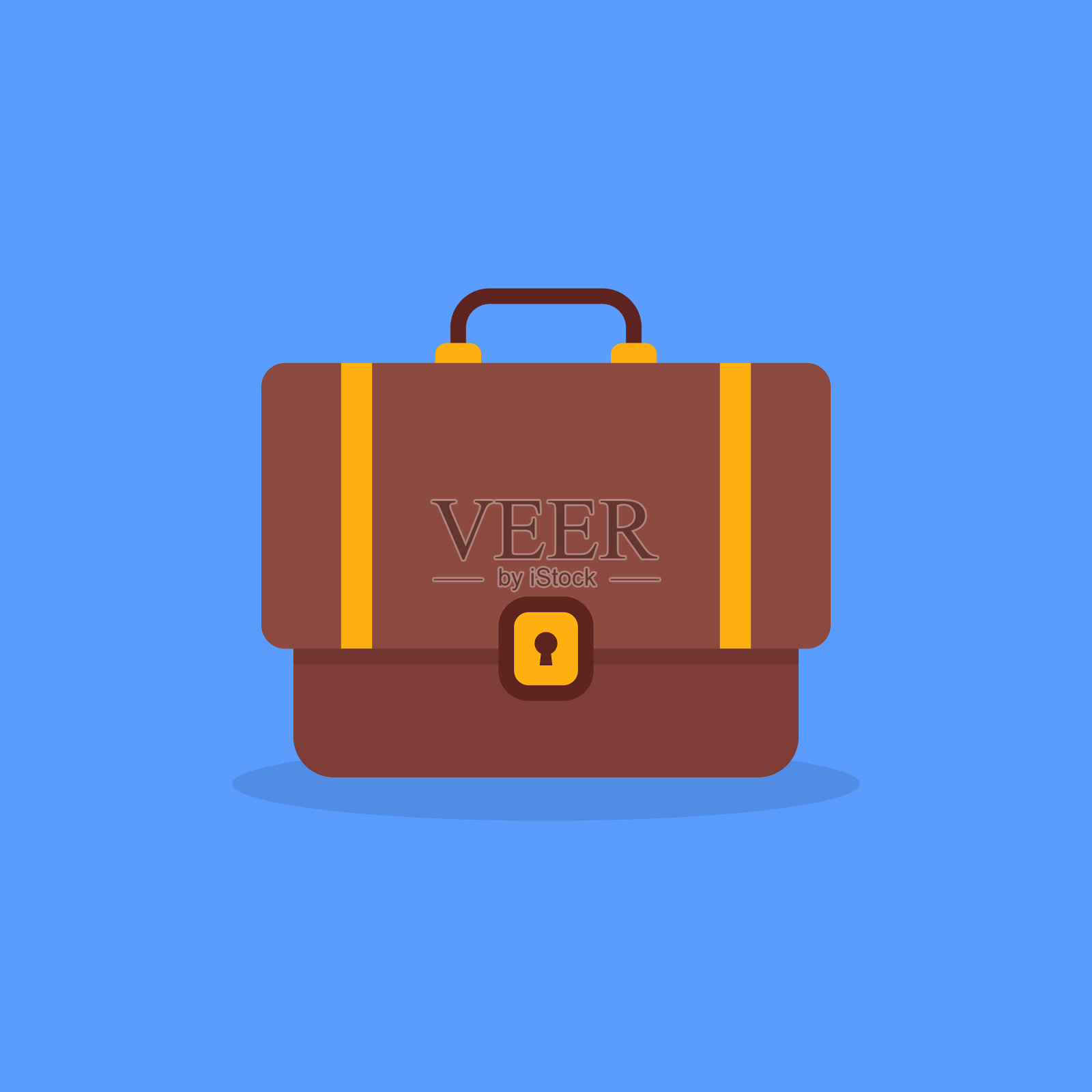 卡通最小的棕色手提箱图标插画图片素材