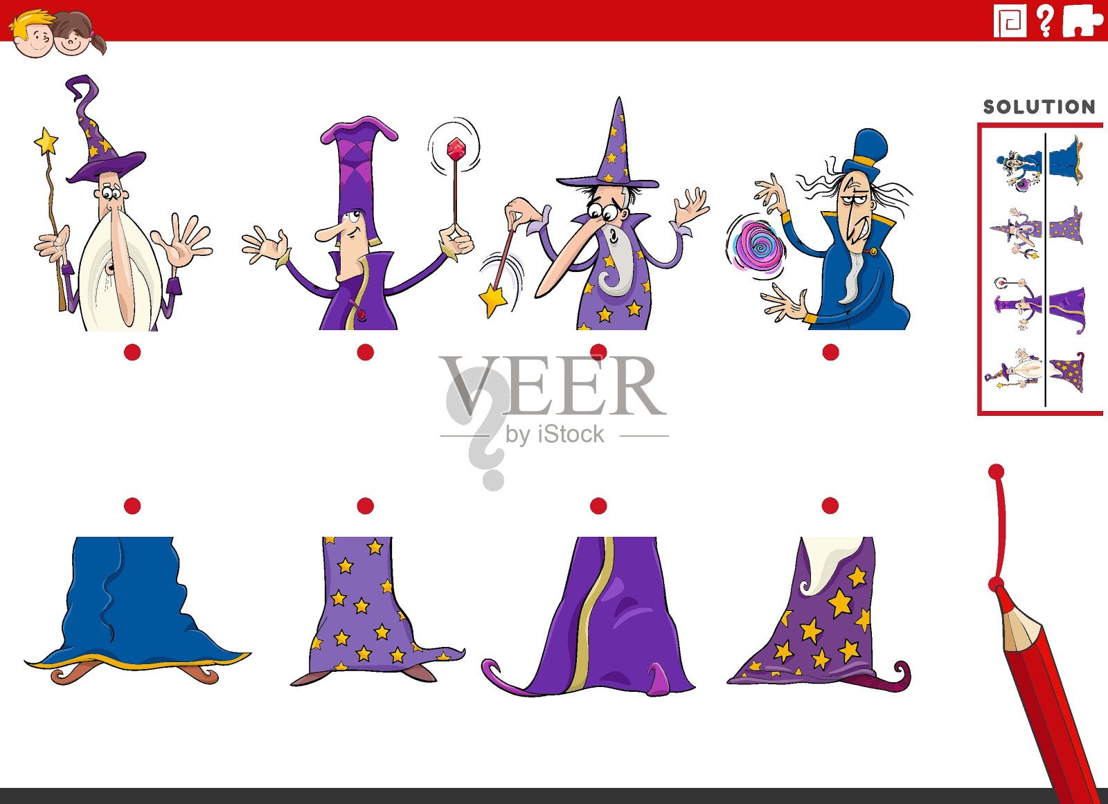 匹配一半的图片与奇才教育游戏插画图片素材