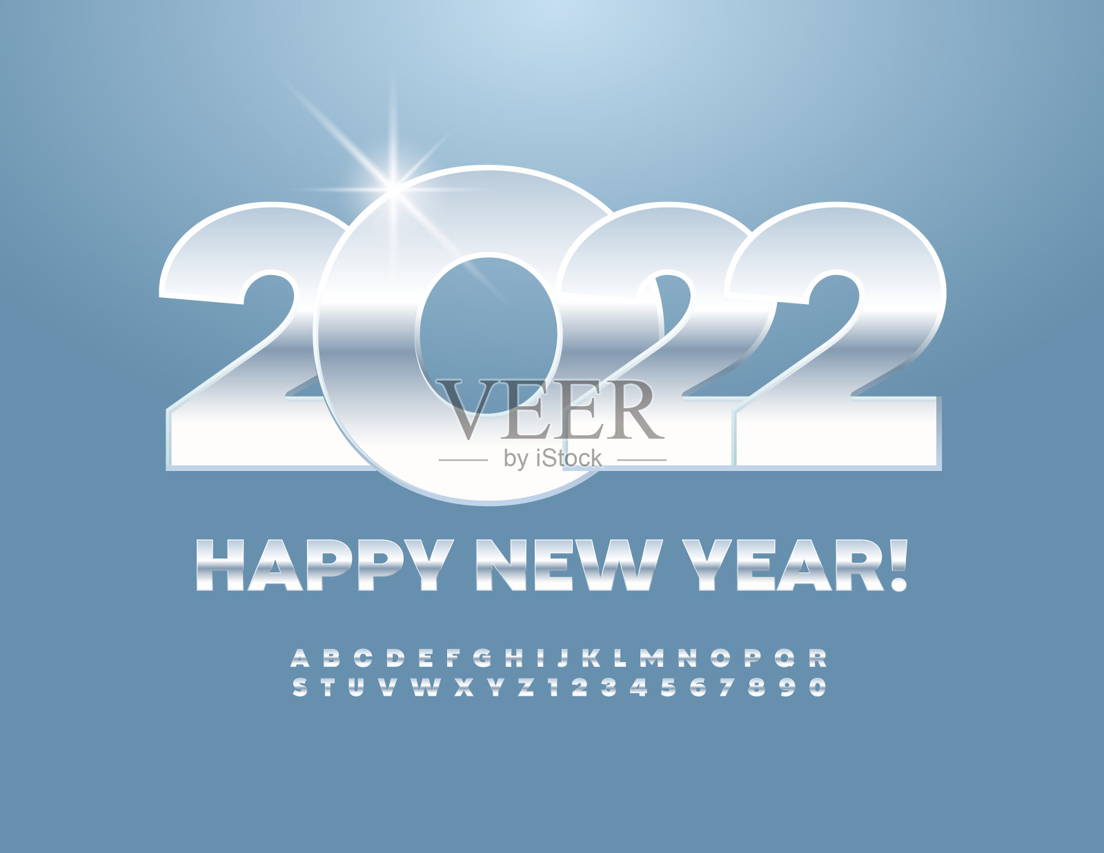 矢量现代贺卡2022年新年快乐!闪亮字母和数字集合插画图片素材