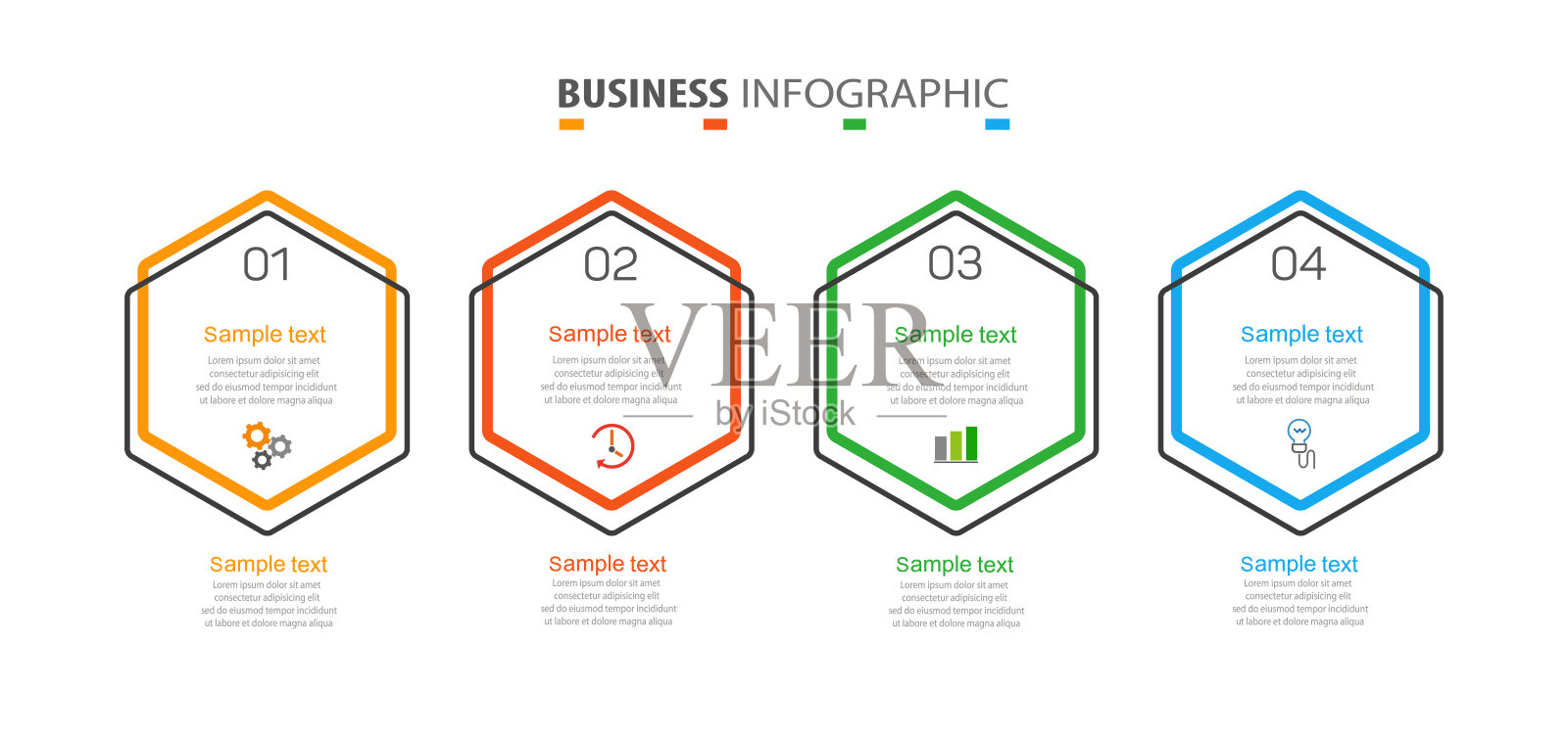 具有4个选项或步骤的业务信息图形设计模板设计模板素材