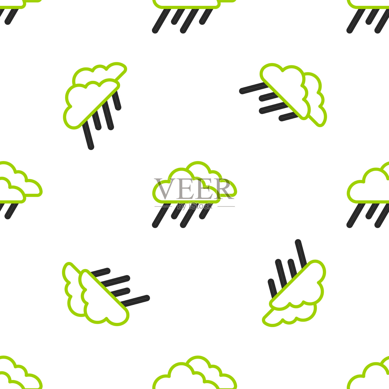 线云与雨图标隔离无缝插画图片素材