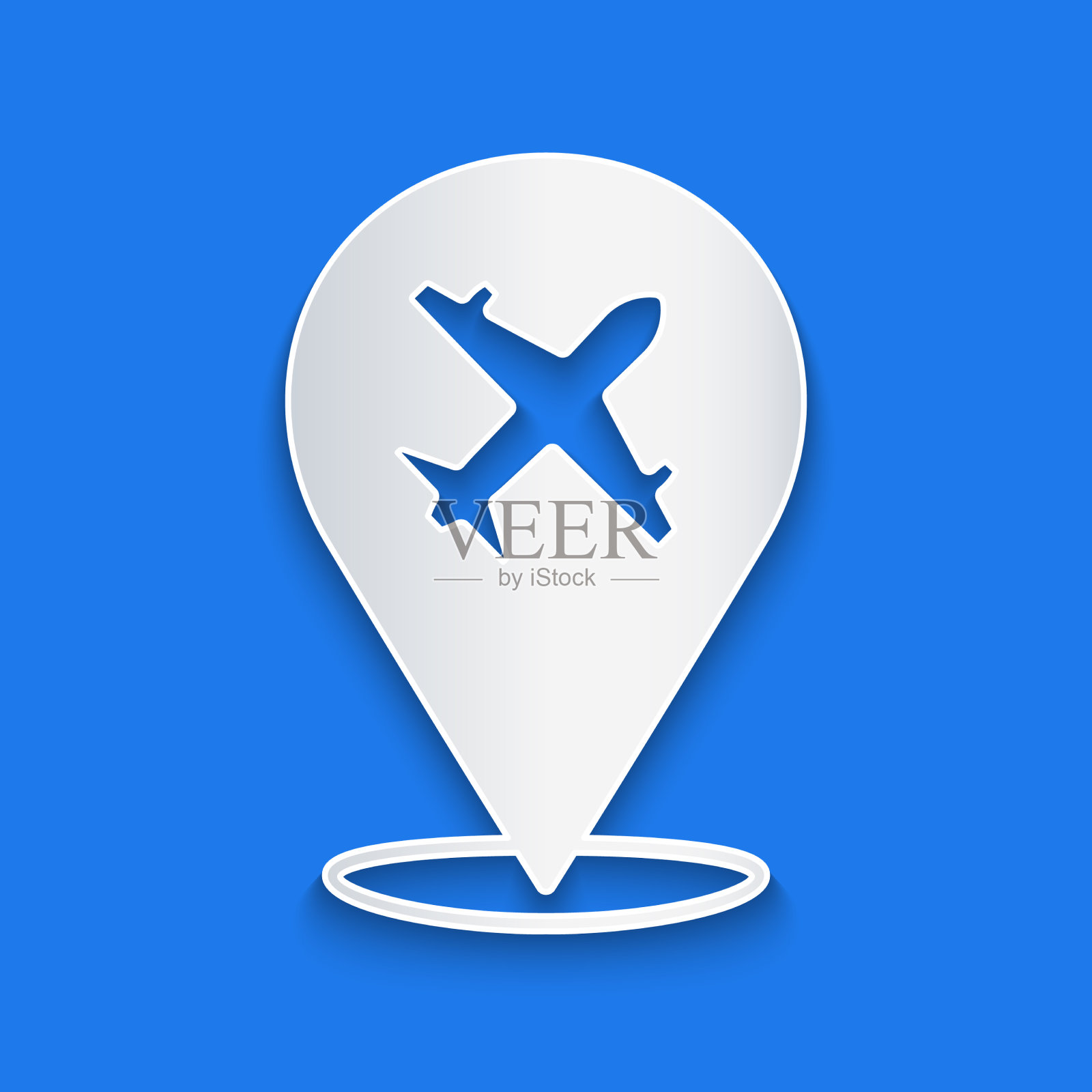 剪纸飞机图标孤立在蓝色背景图标素材