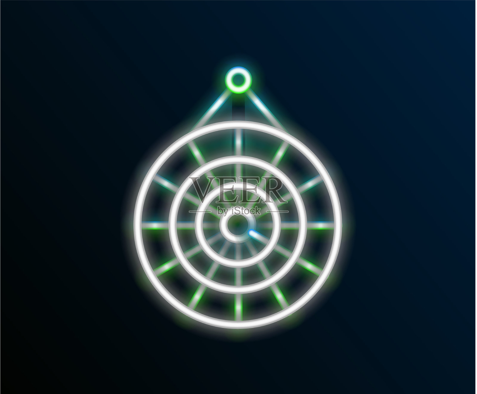 发光的霓虹灯线经典镖板和箭头插画图片素材