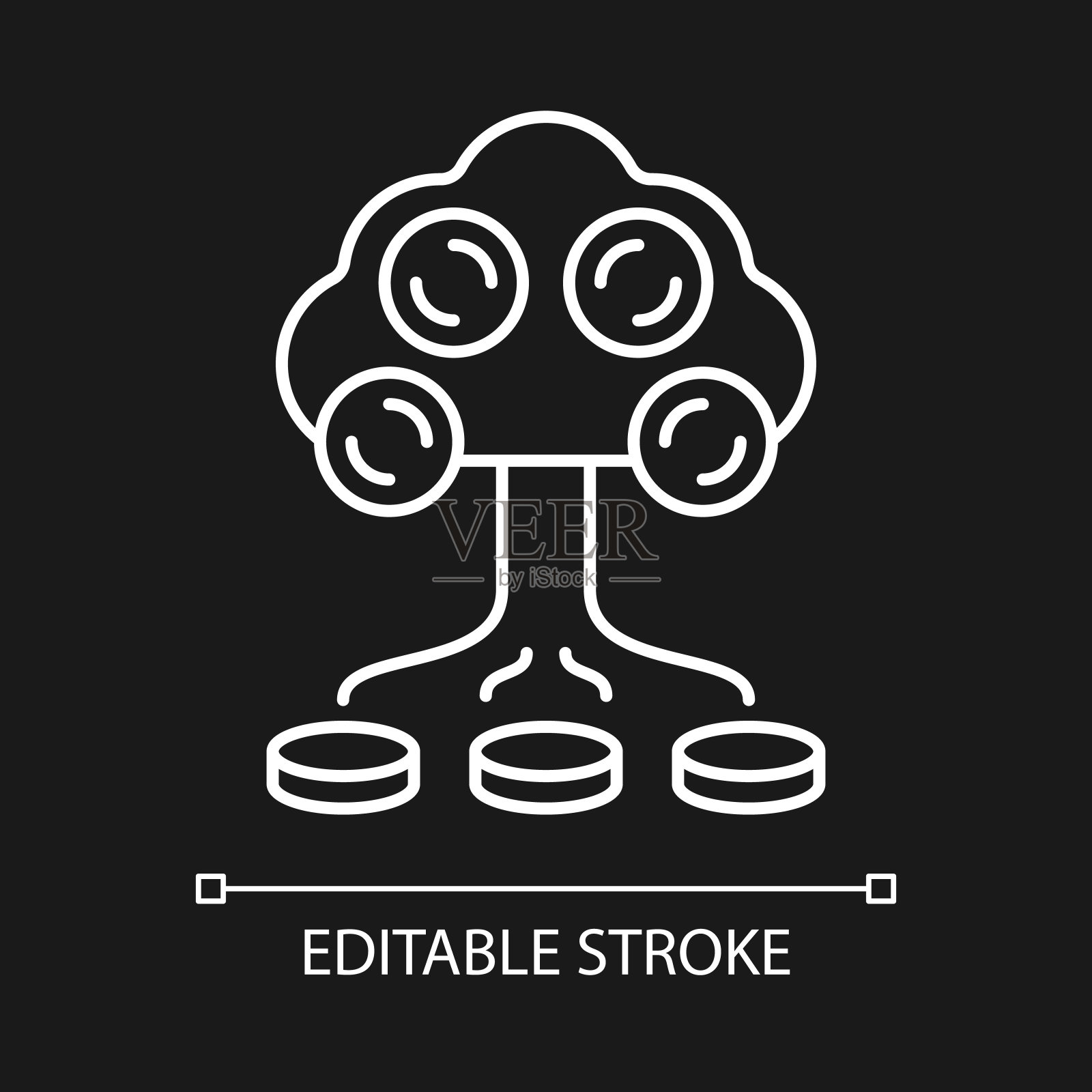 投资白色线性图标为黑色主题插画图片素材