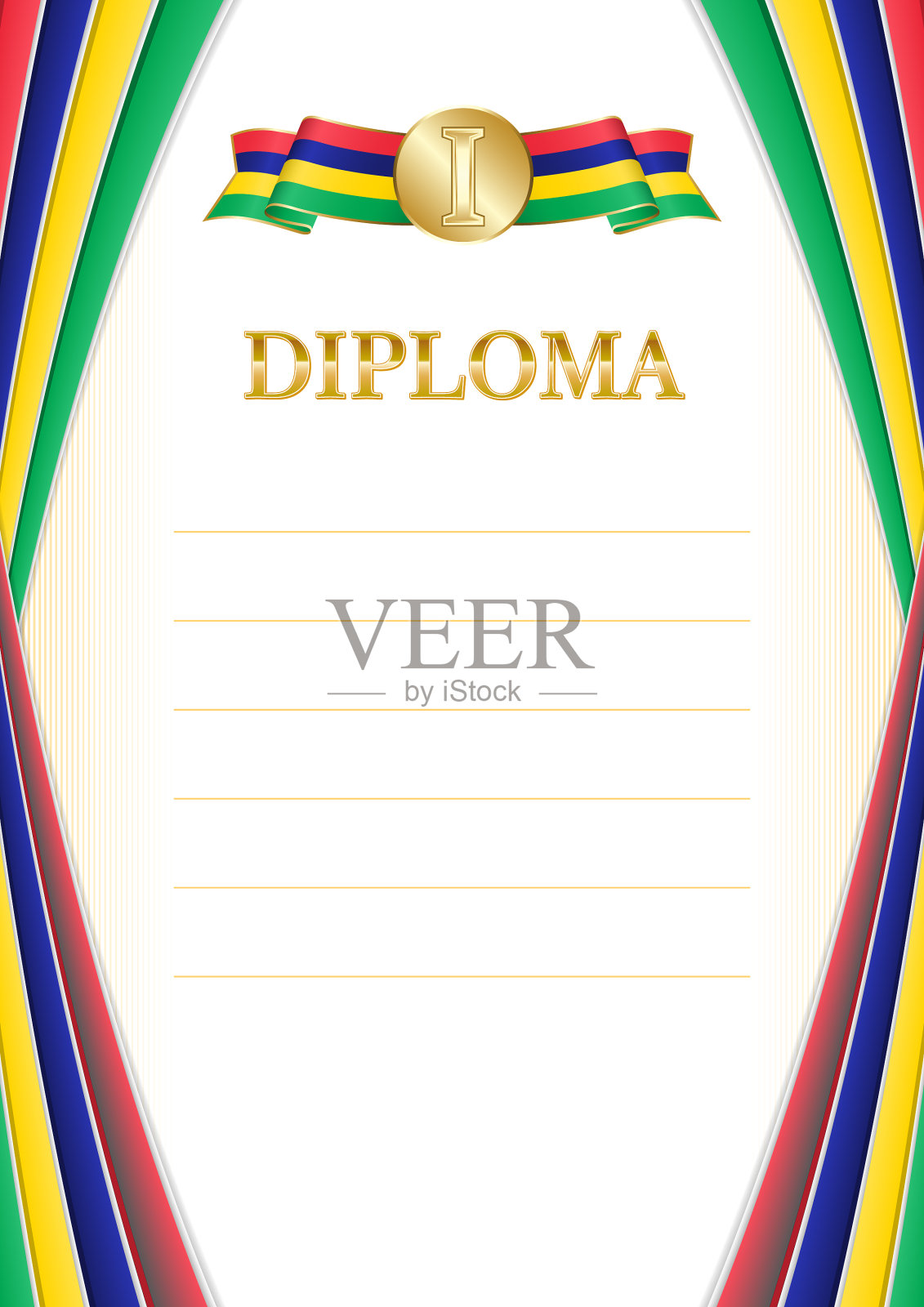 垂直框架和边框与毛里求斯国旗插画图片素材