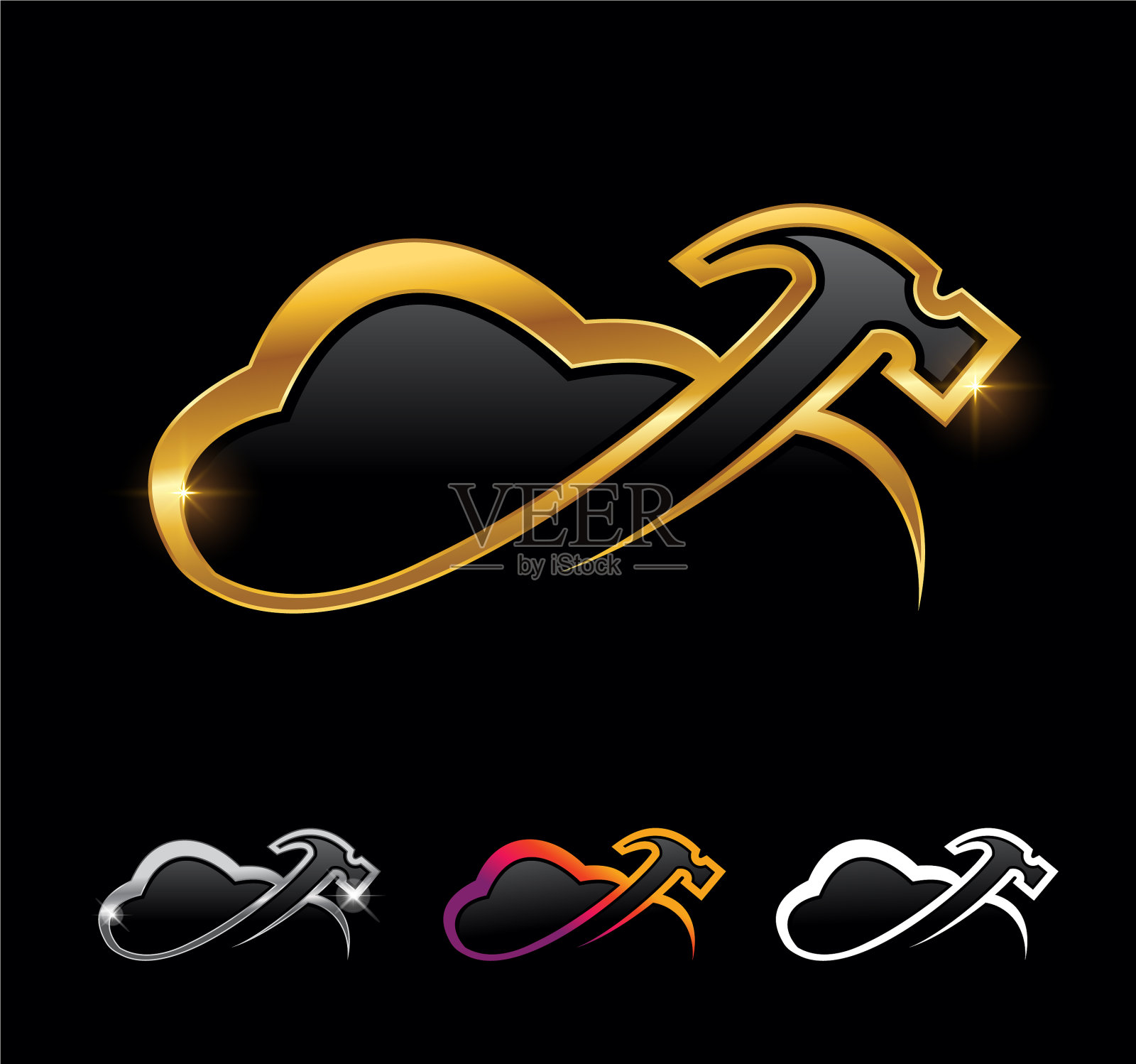 金与银,云与锤的标志图标素材