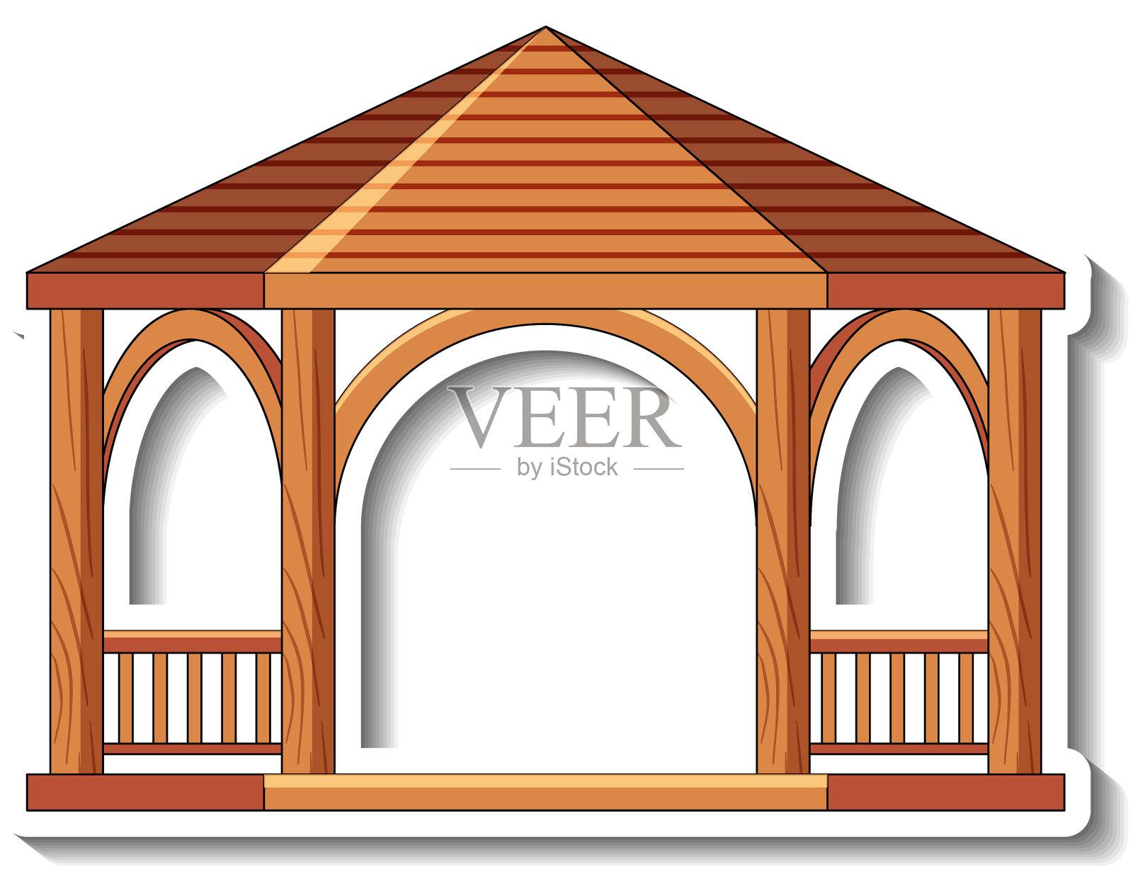 粘贴模板用木制凉亭隔离设计元素图片