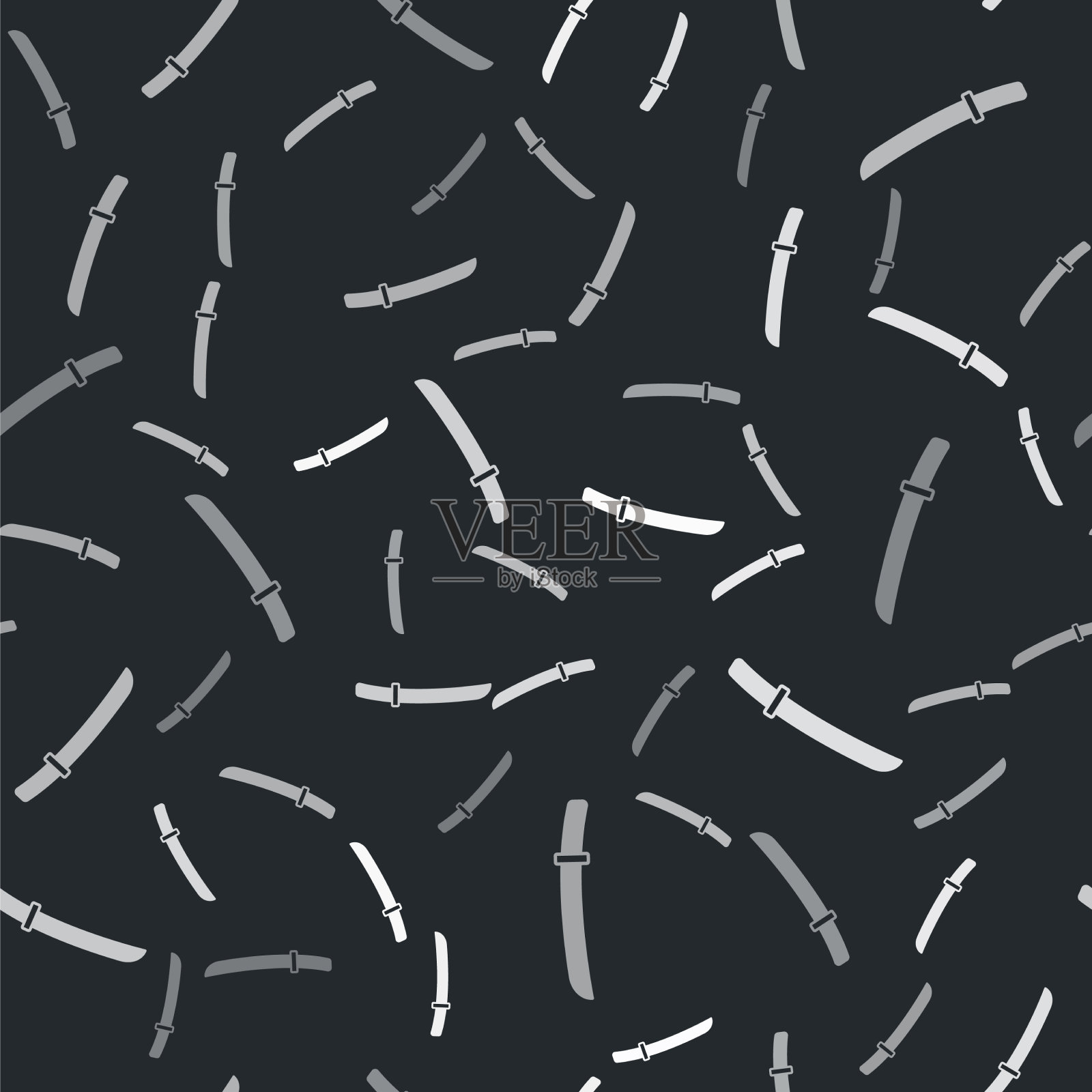 灰色日本传统武士刀icon孤立插画图片素材