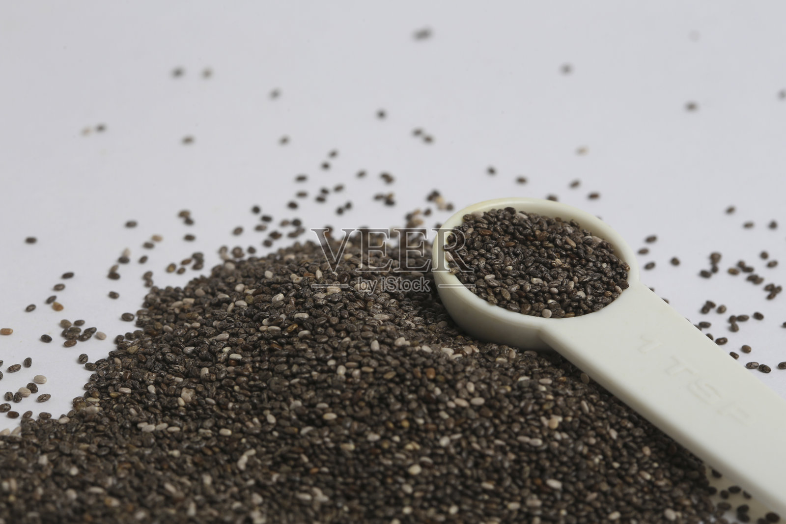 奇亚籽,一茶匙照片摄影图片