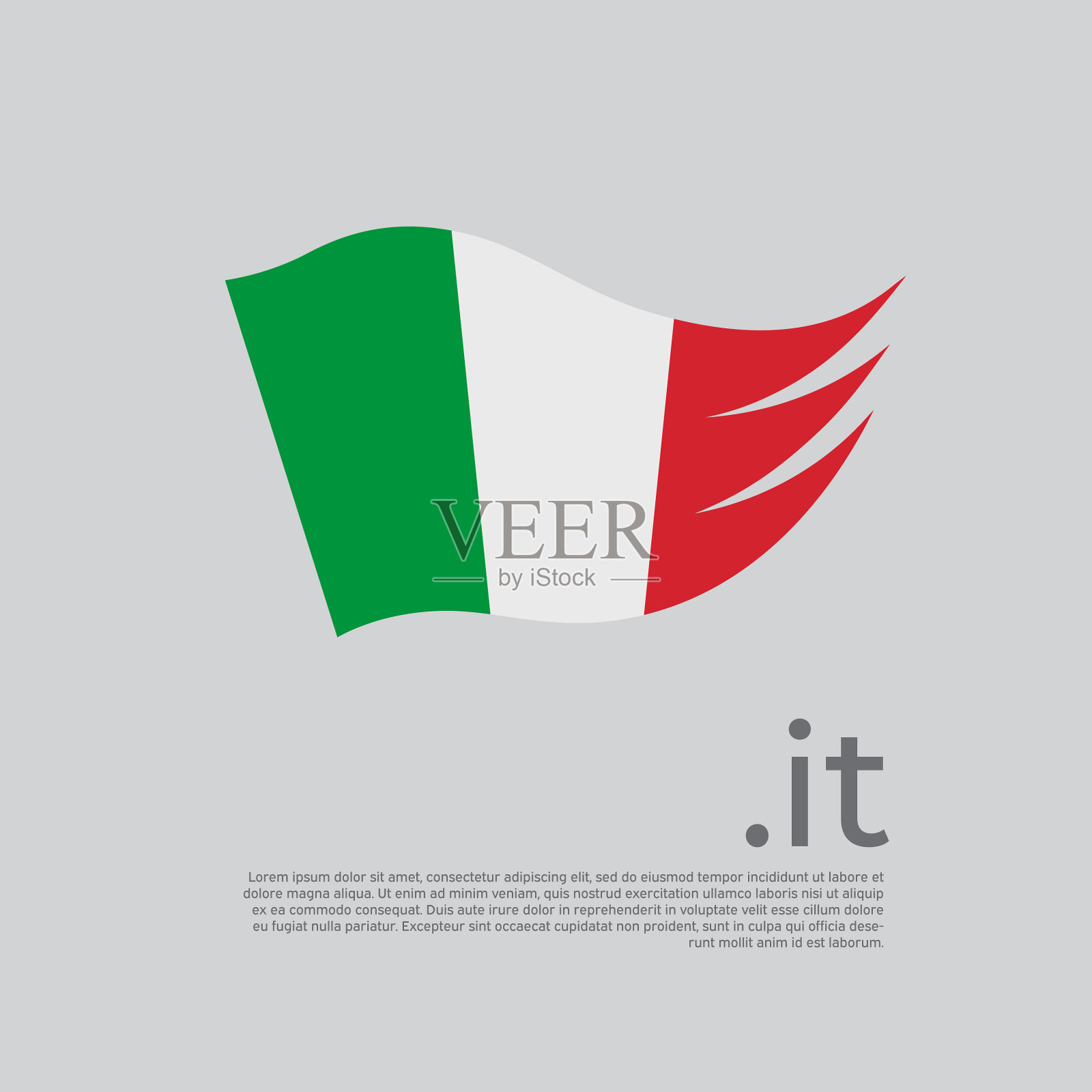 意大利国旗风格化设计的国家海报插画图片素材