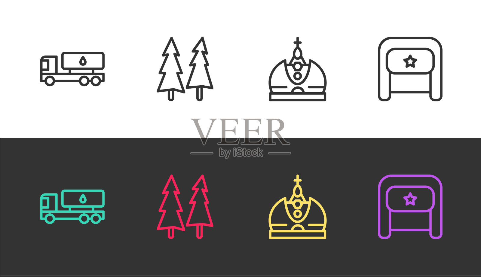 集线油罐车圣诞树国王皇冠图标素材