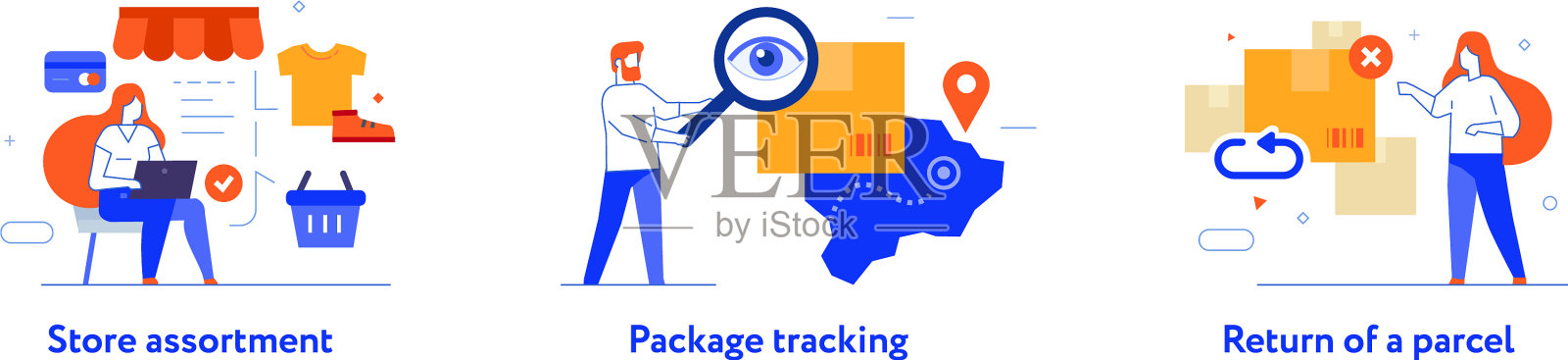 人物和包裹设置图标图标素材