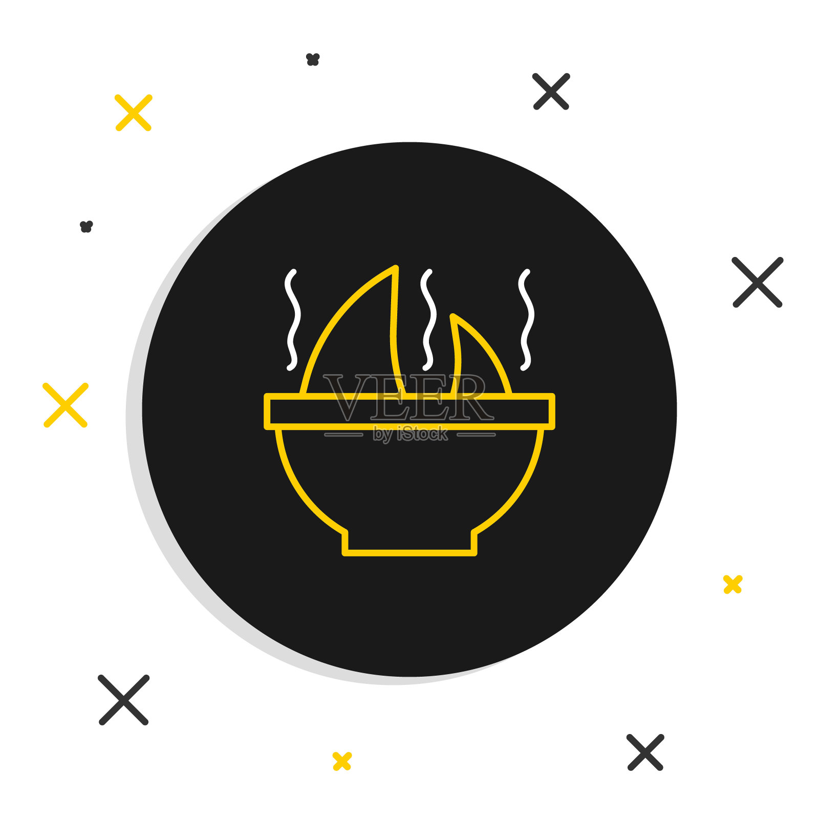 线鱼翅汤图标孤立在白色背景。色彩斑斓的轮廓的概念。向量插画图片素材