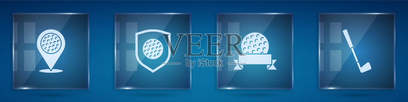 高尔夫球运动俱乐部设有高尔夫球场地图标素材