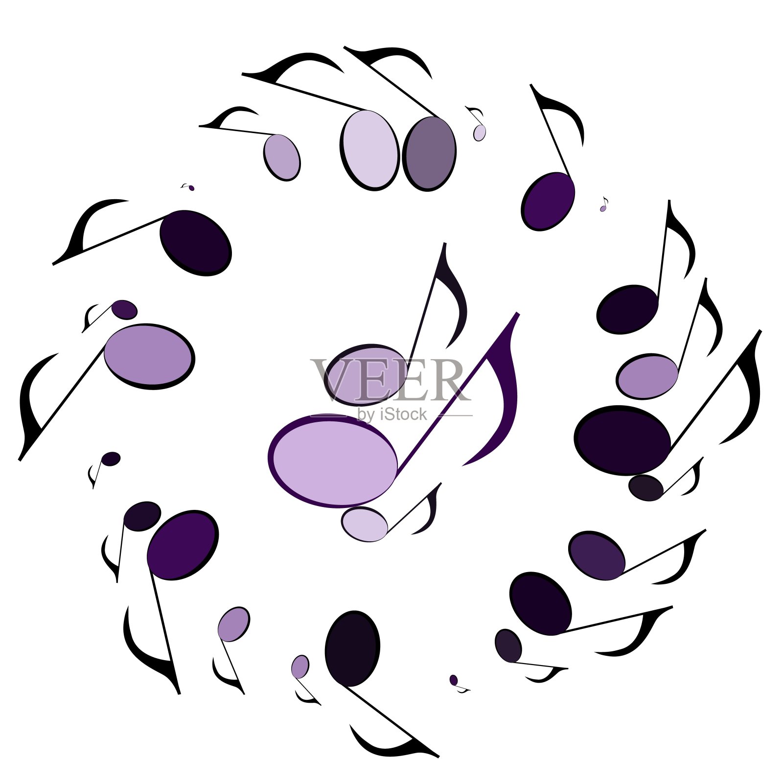 白色背景上的蓝色音符。插画图片素材