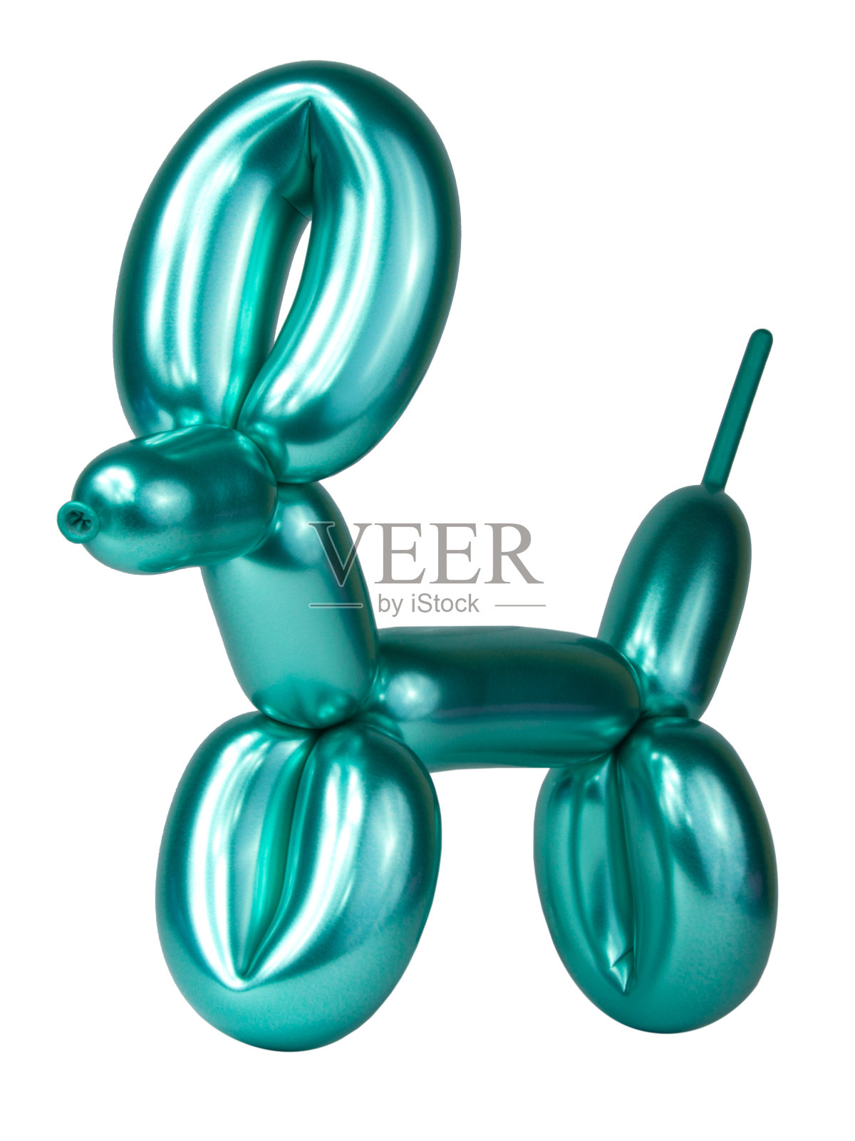 绿色明亮的气球狗孤立在白色上照片摄影图片