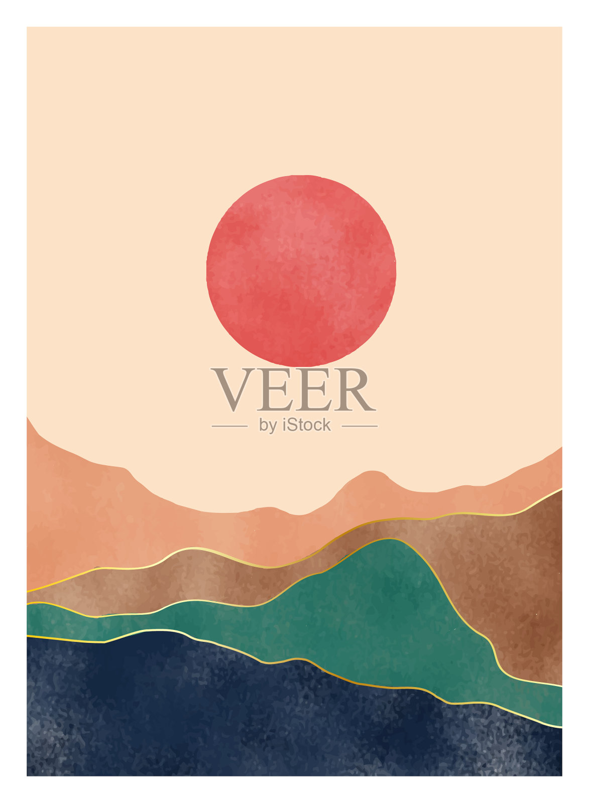 十九世纪中期现代极简主义抽象艺术版画插画图片素材