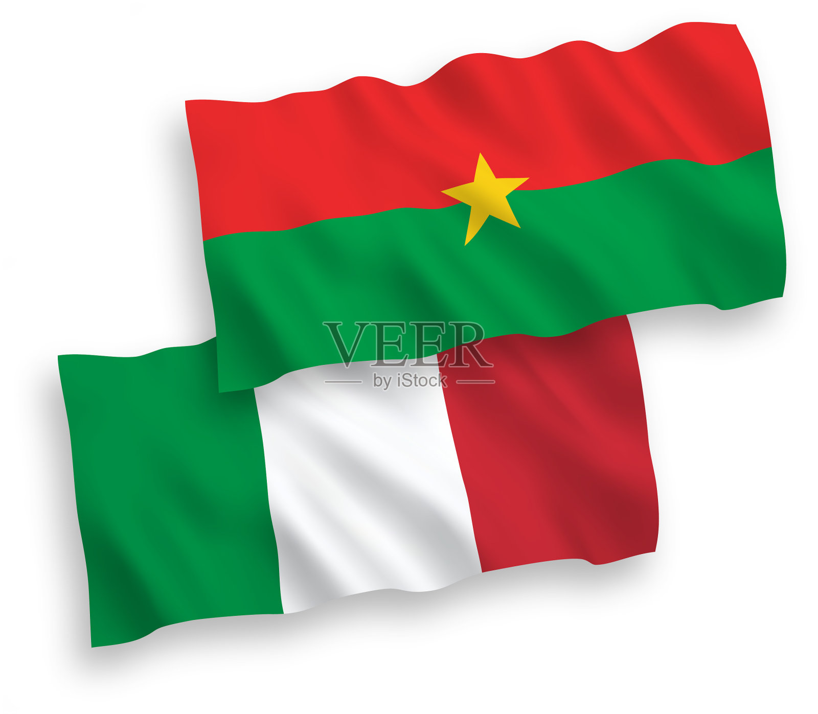 意大利国旗和布基纳法索国旗为白色设计元素图片