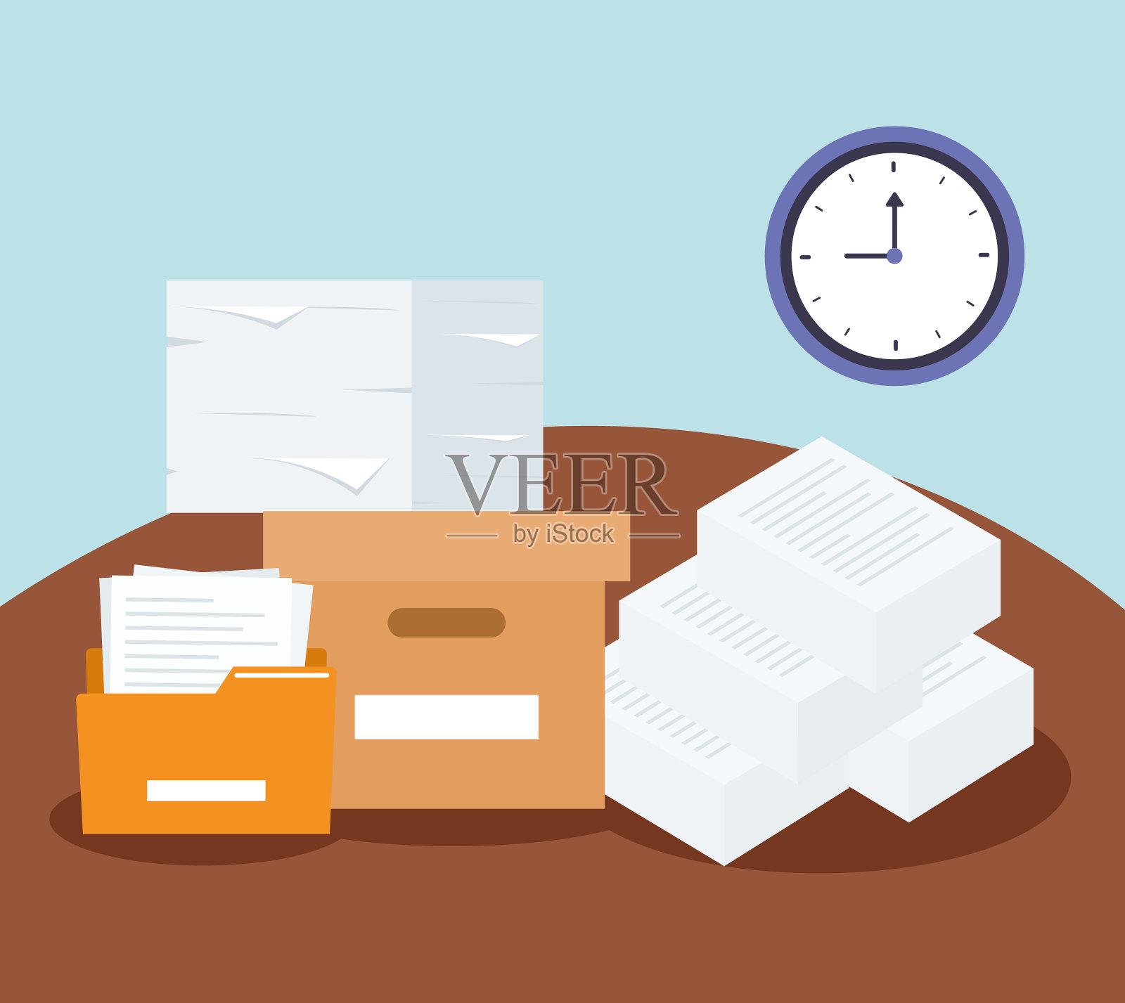 文书工作成堆的海报插画图片素材