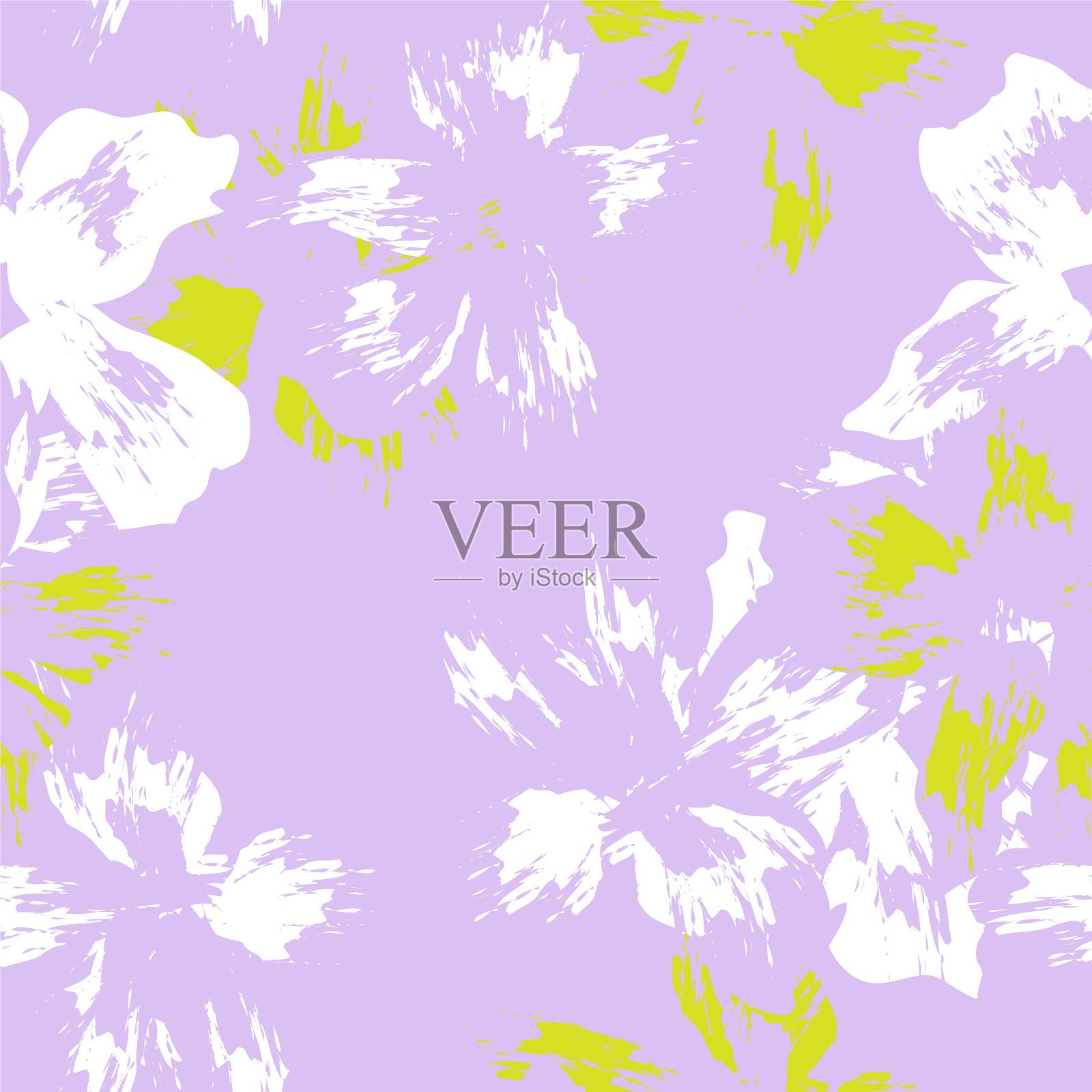 粉彩花卉笔触无缝模式插画图片素材