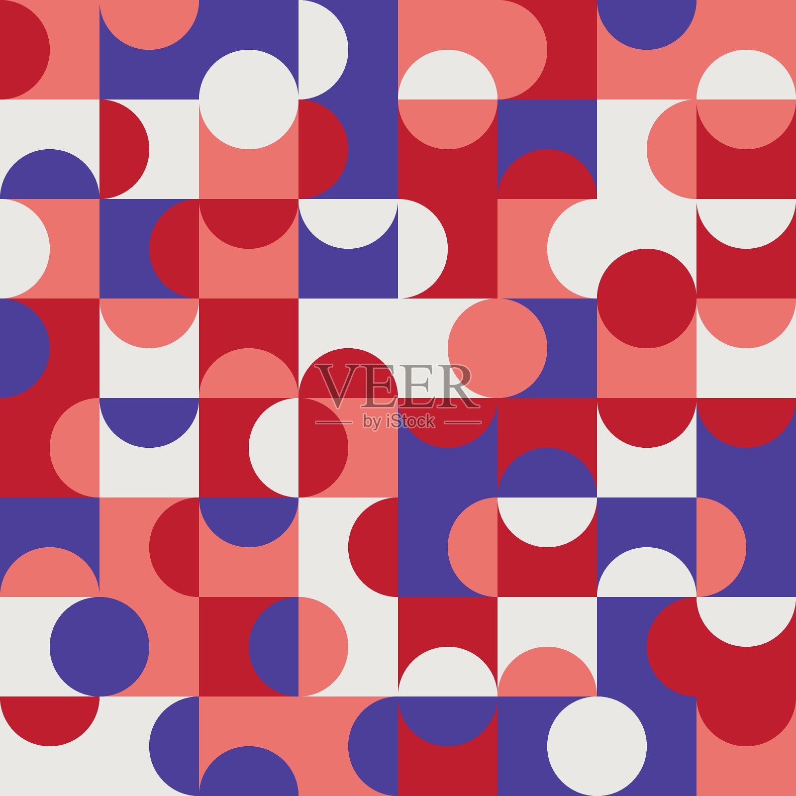 几何无缝图案设计与圆形和方形插画图片素材