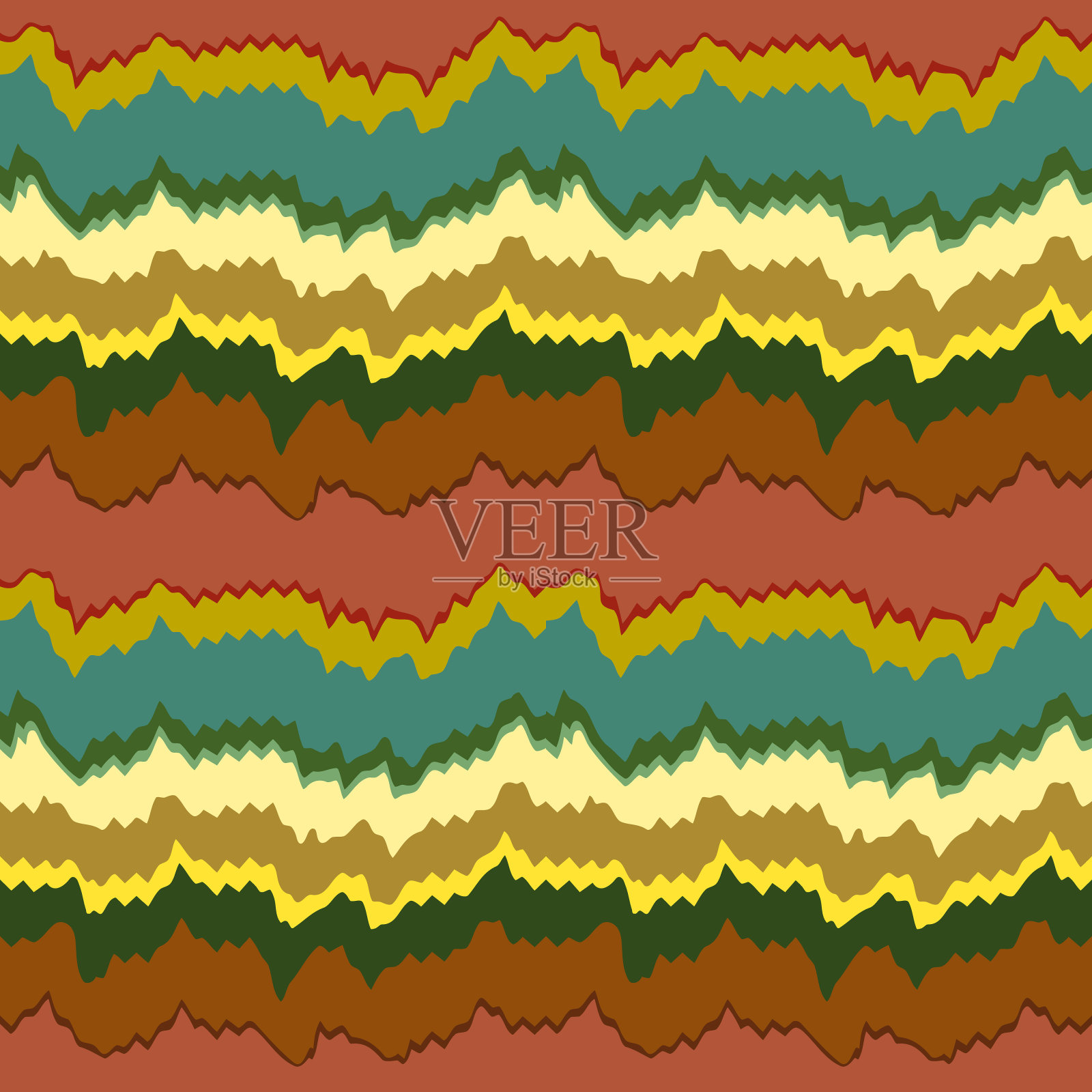 抽象无缝图案为色彩鲜艳的黄、绿、红粗横条纹插画图片素材