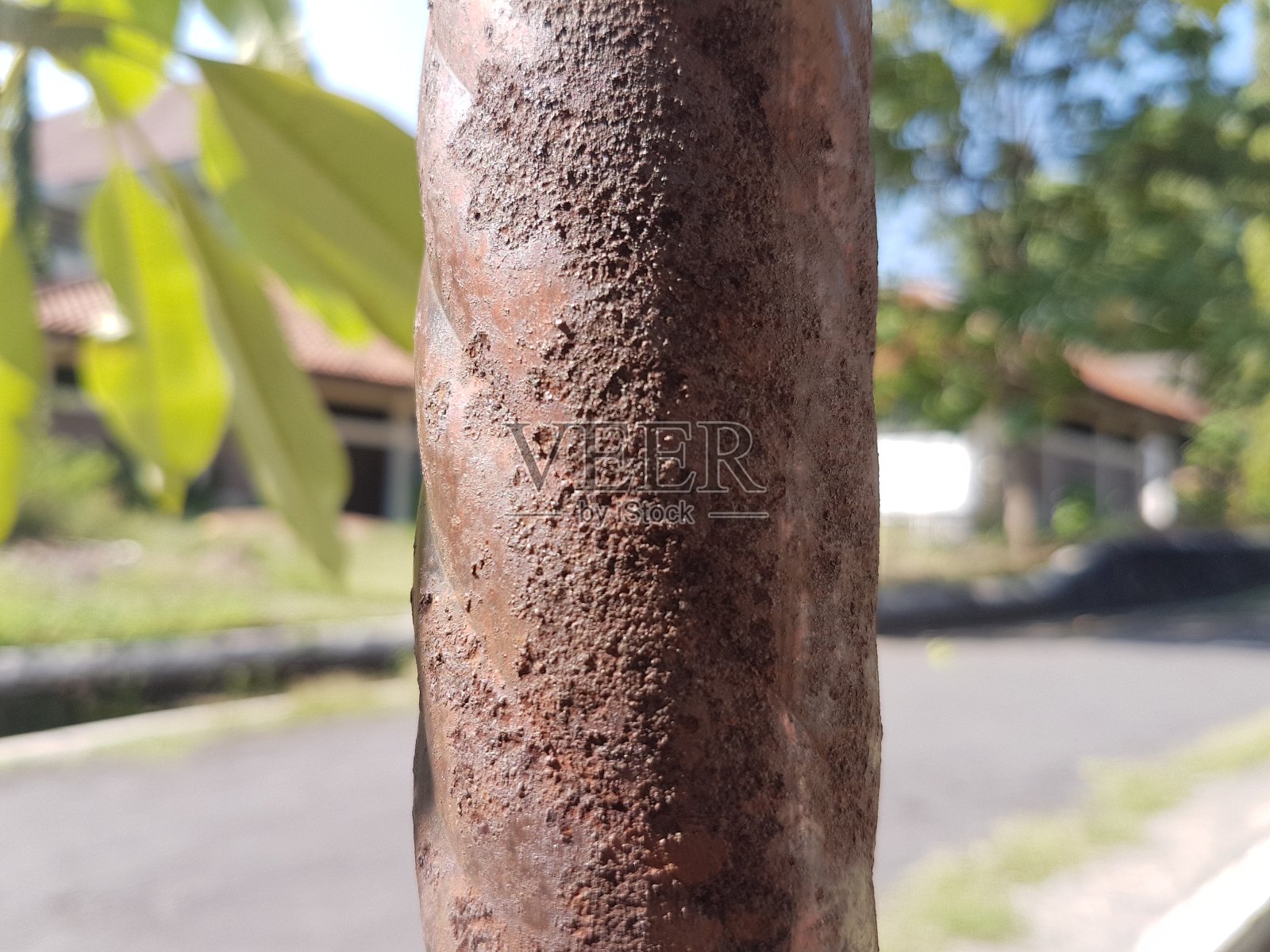 褪色的旧街灯柱子在散焦的背景上照片摄影图片