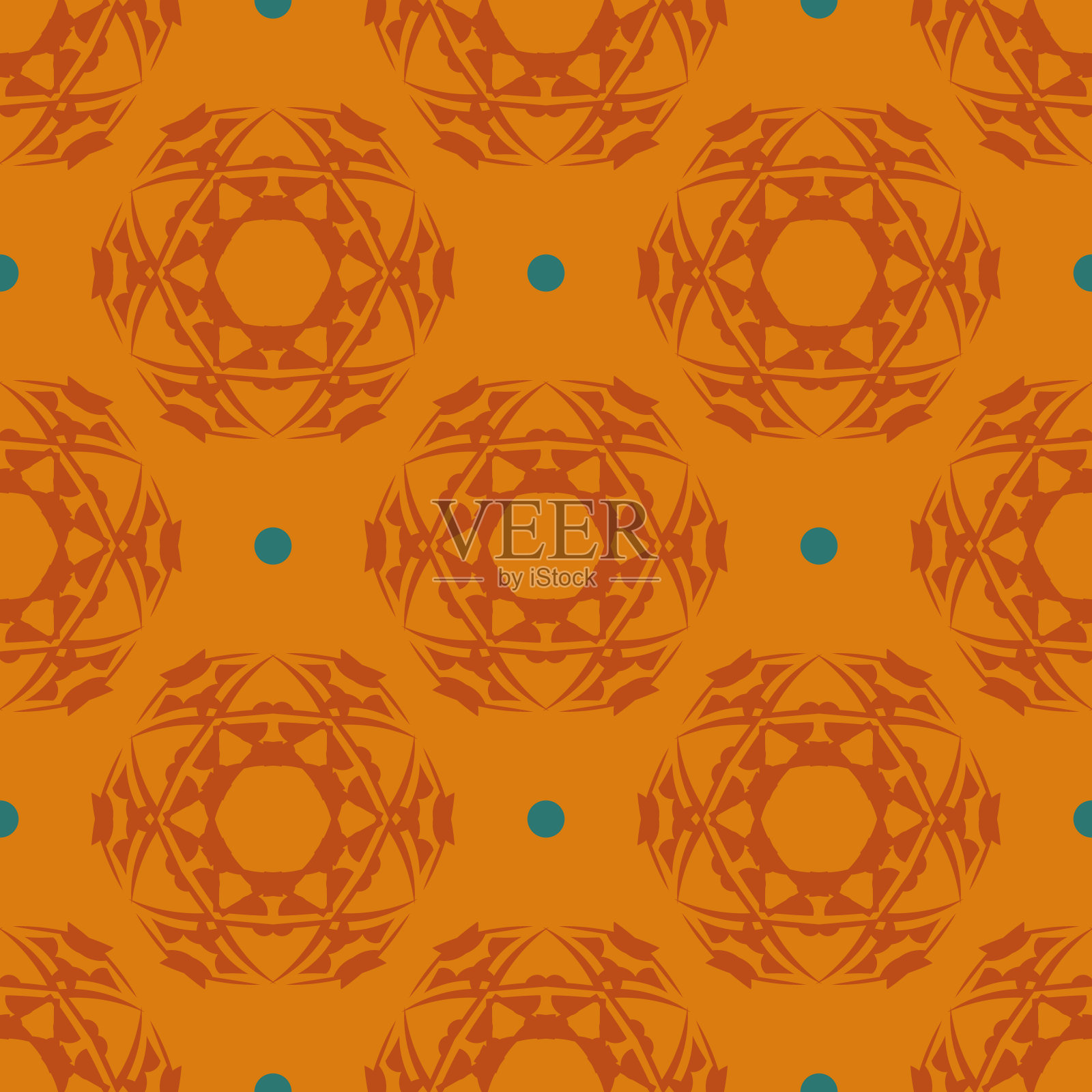 背景在一个复古风格模板。印度的植物区系成分插画图片素材